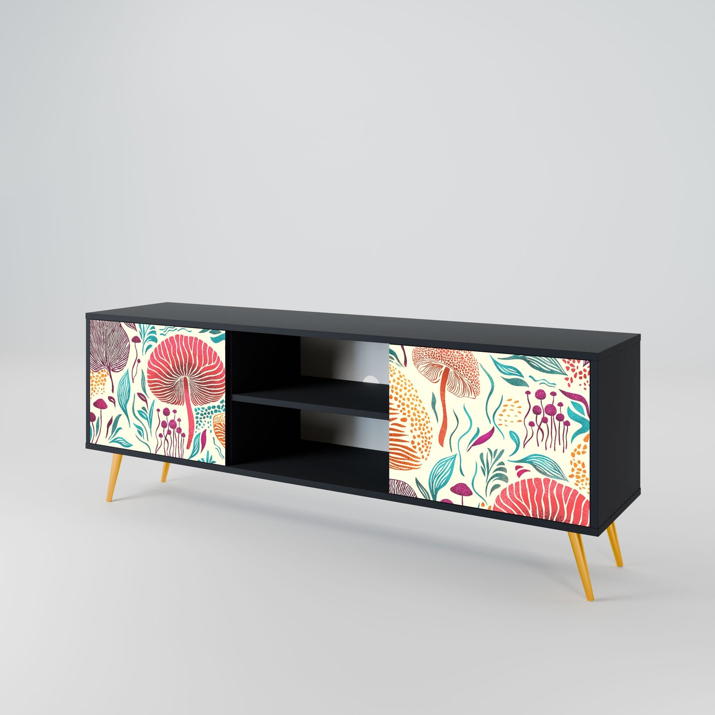 FUNGUS FANTASY 2-Door TV Stand in Black Finish