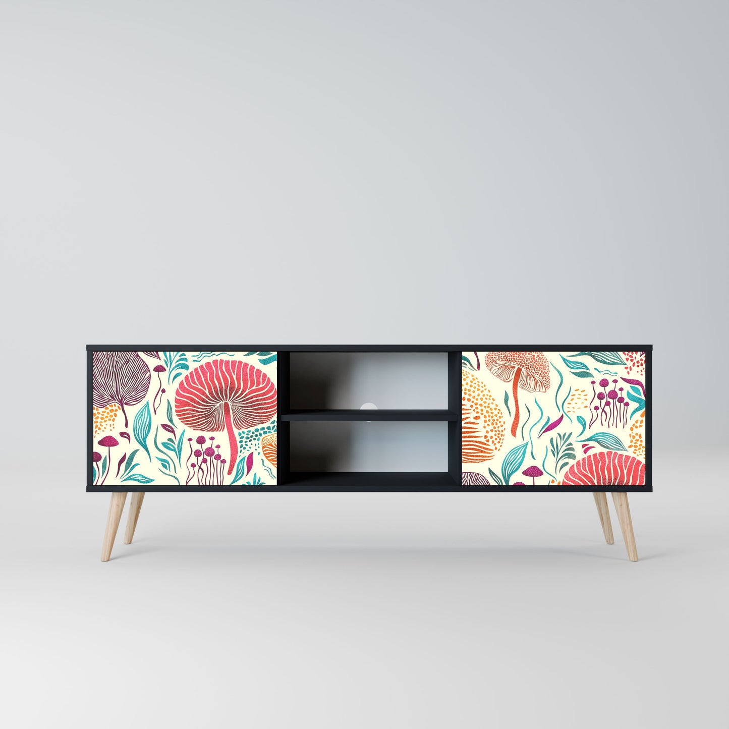 FUNGUS FANTASY 2-Door TV Stand in Black Finish