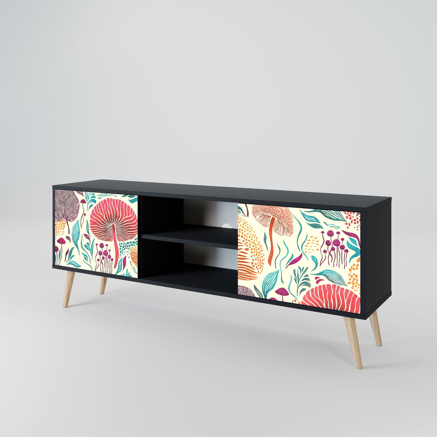 FUNGUS FANTASY 2-Door TV Stand in Black Finish