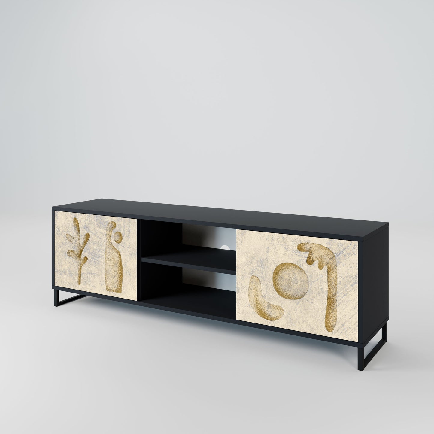 SAND SCULPTURES 2-Door TV Stand in Black Finish