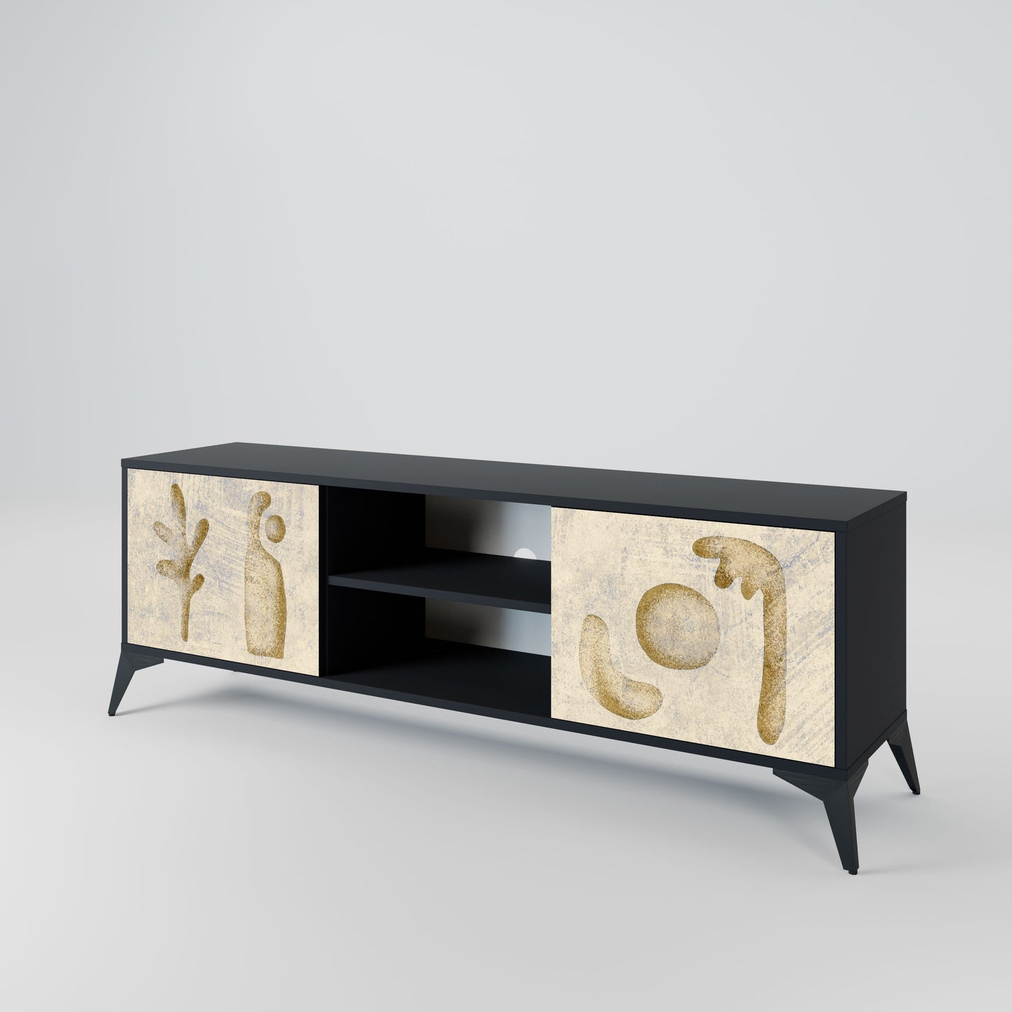 SAND SCULPTURES 2-Door TV Stand in Black Finish