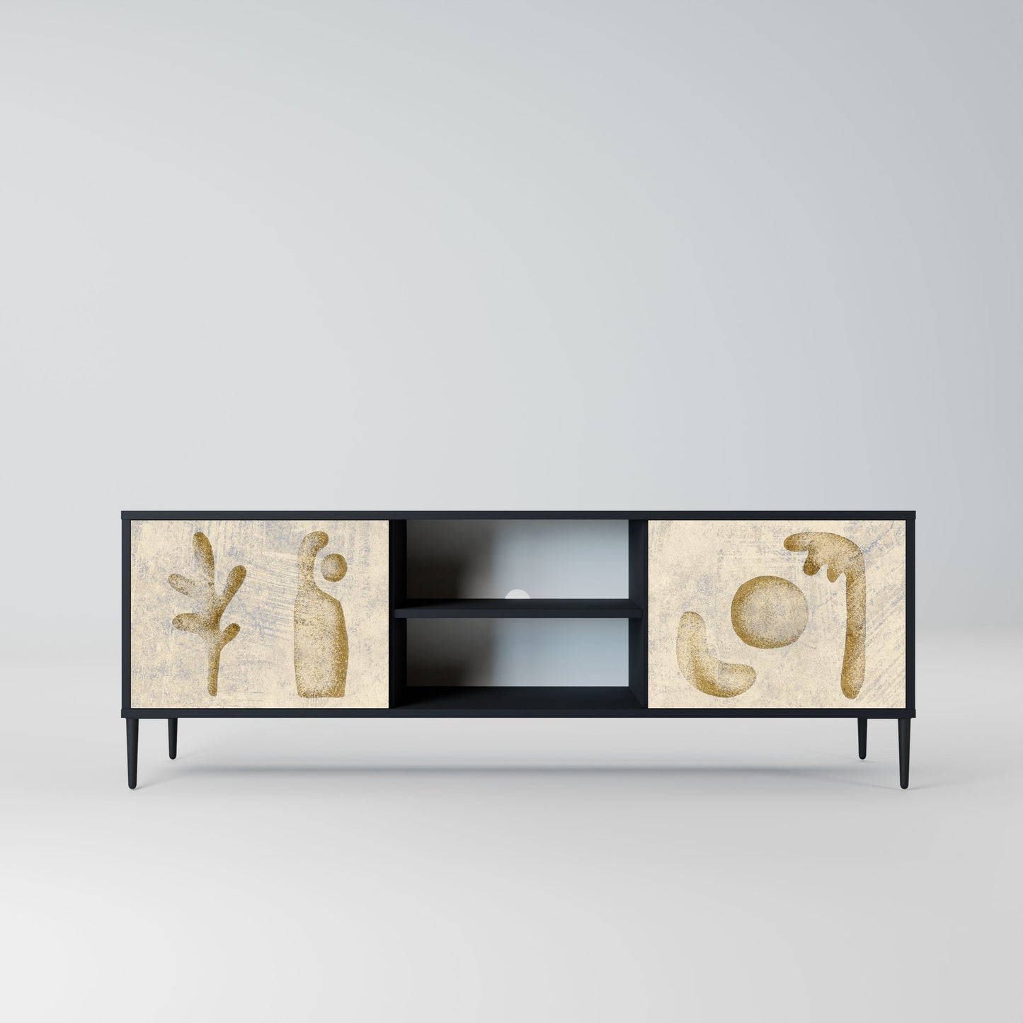 SAND SCULPTURES 2-Door TV Stand in Black Finish