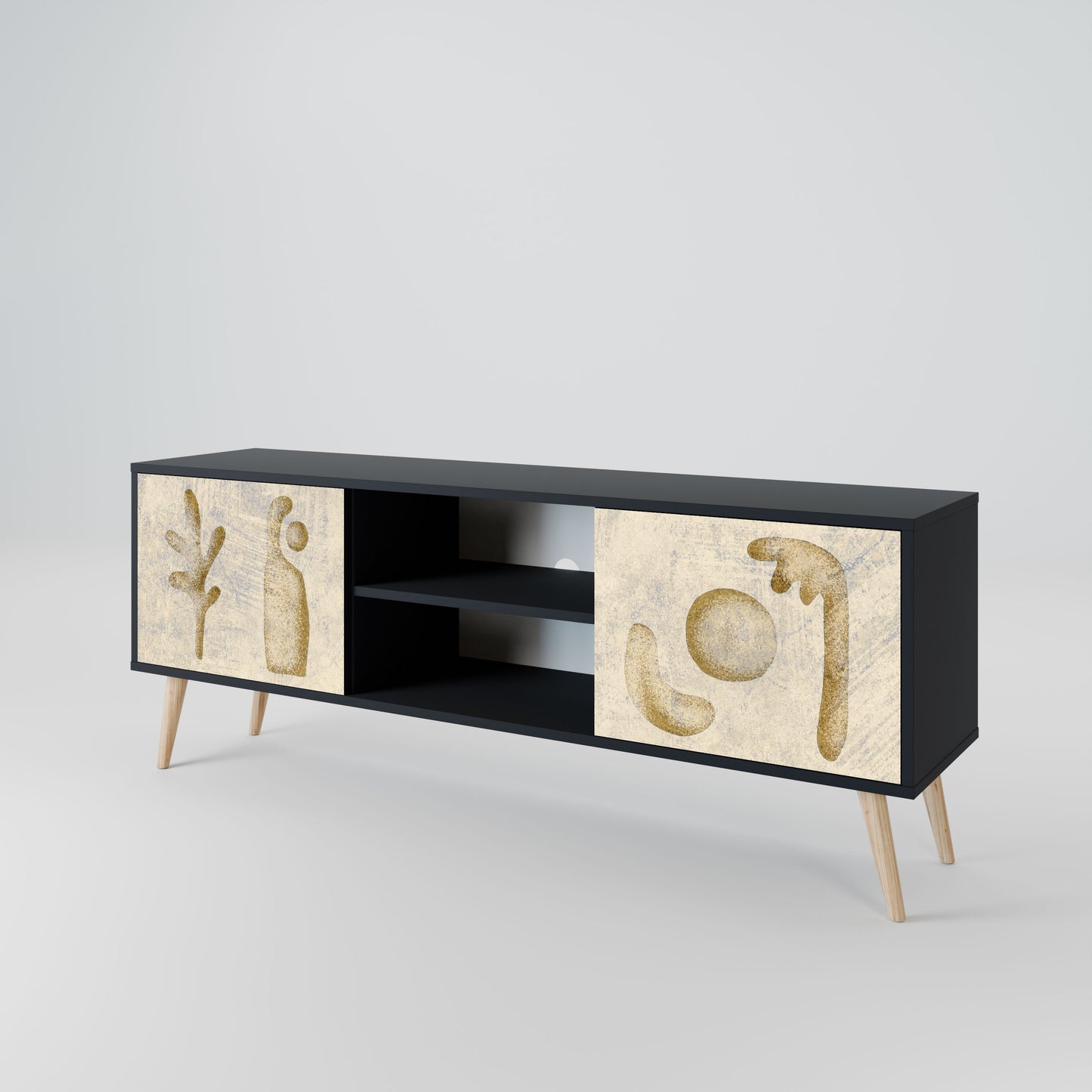 SAND SCULPTURES 2-Door TV Stand in Black Finish