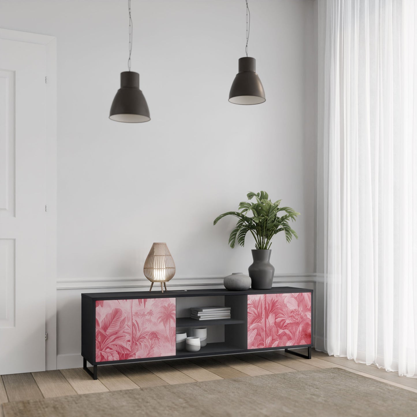 SWEET TROPICS 2-Door TV Stand in Black Finish