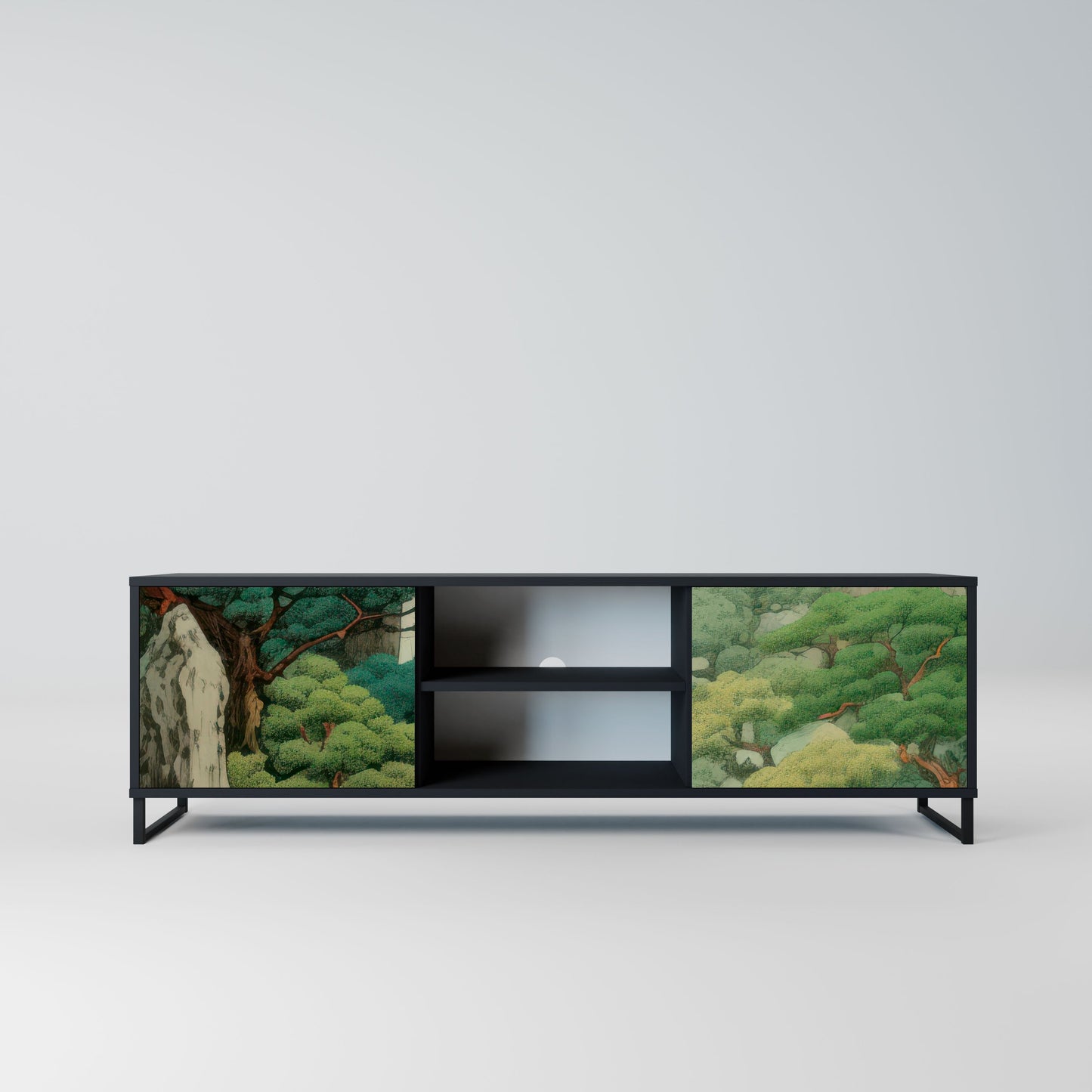 VERDURE ABYSS 2-Door TV Stand in Black Finish