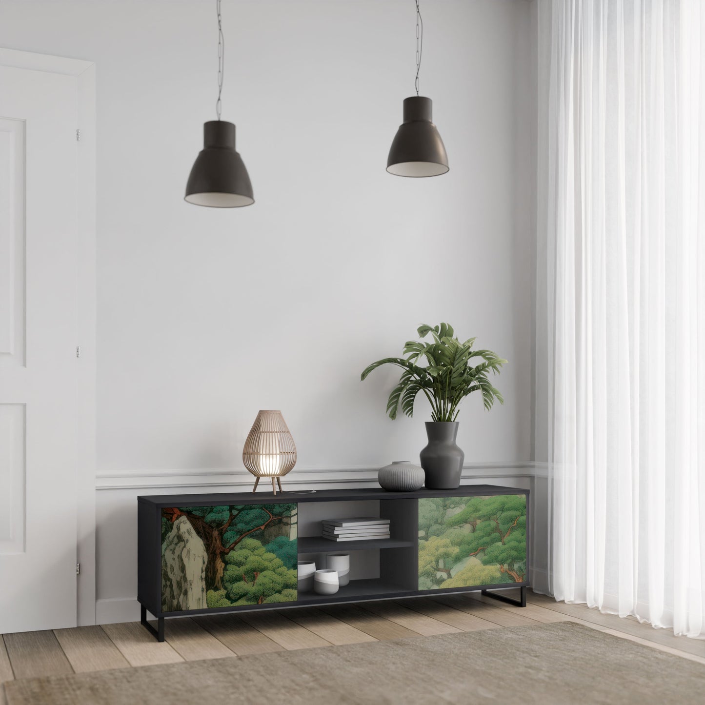 VERDURE ABYSS 2-Door TV Stand in Black Finish