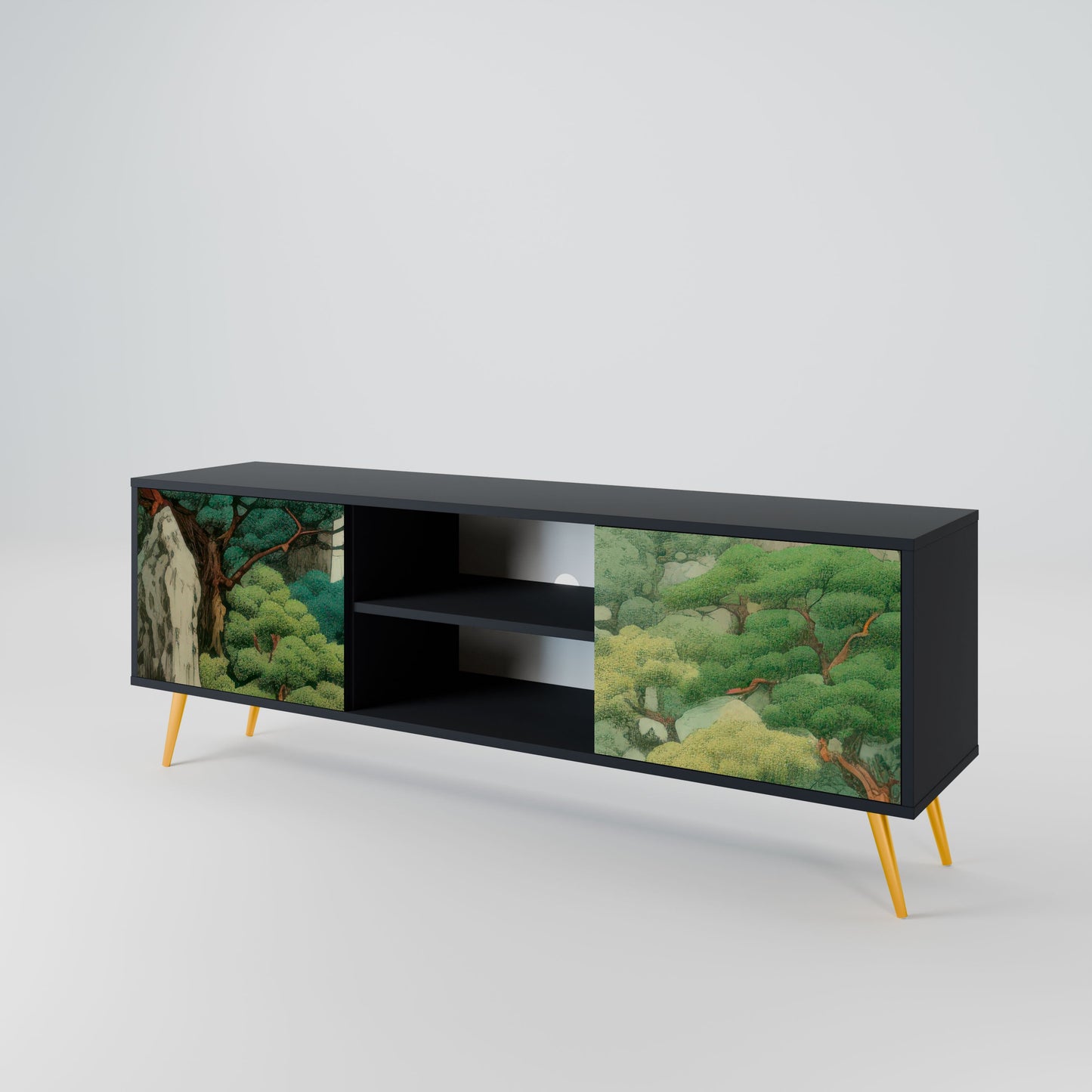 VERDURE ABYSS 2-Door TV Stand in Black Finish