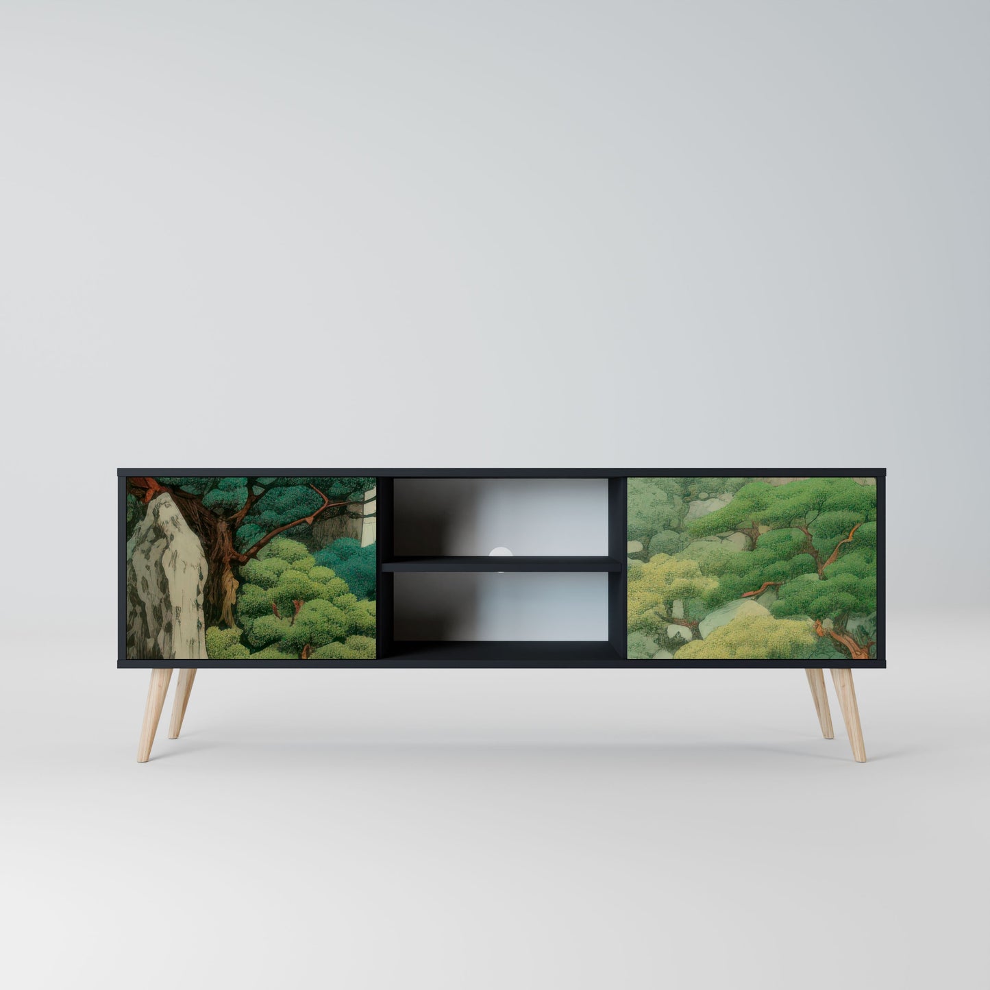 VERDURE ABYSS 2-Door TV Stand in Black Finish
