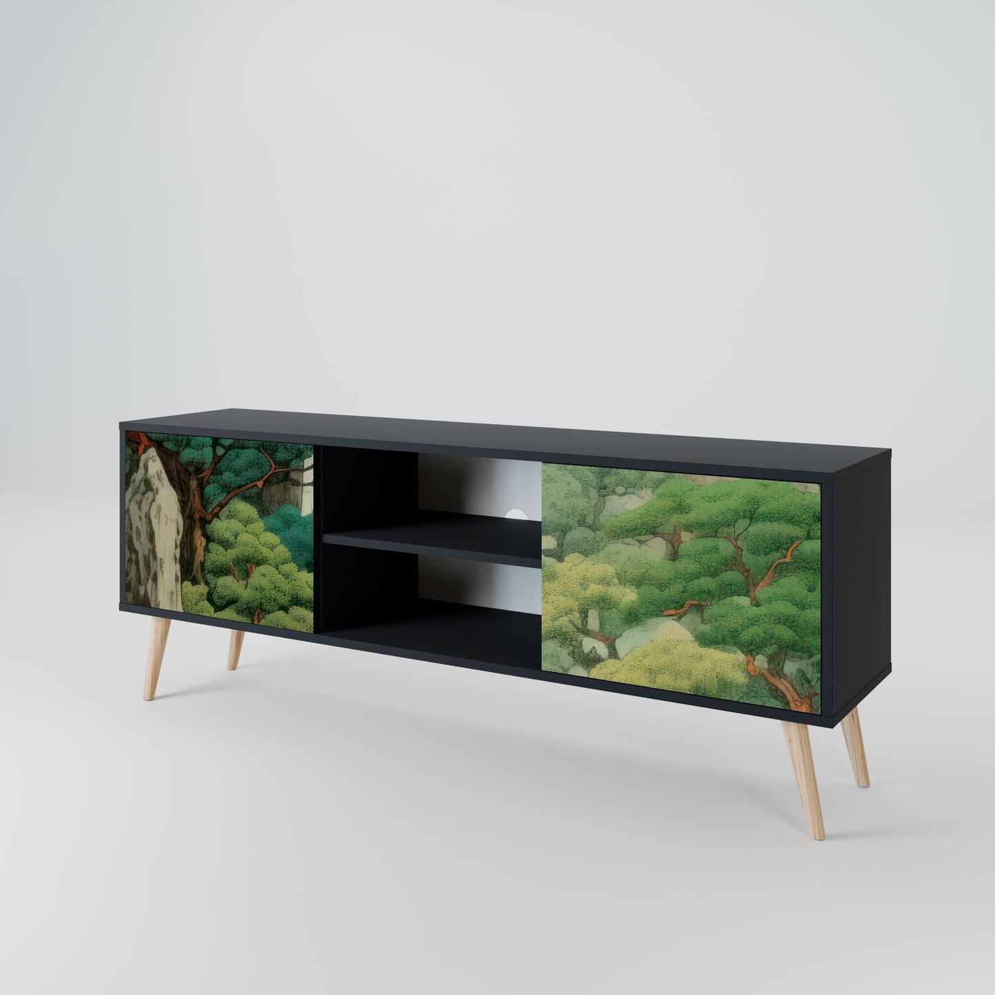VERDURE ABYSS 2-Door TV Stand in Black Finish