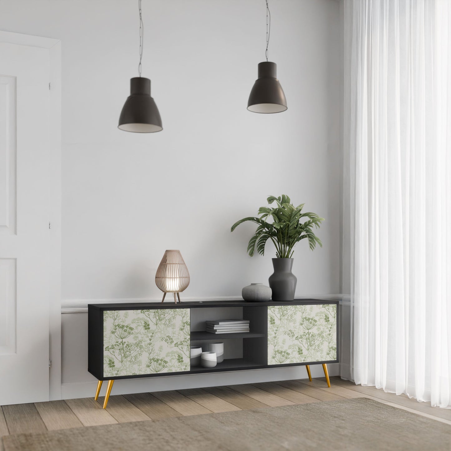 FENNEL BALDACHIN 2-Door TV Stand in Black Finish