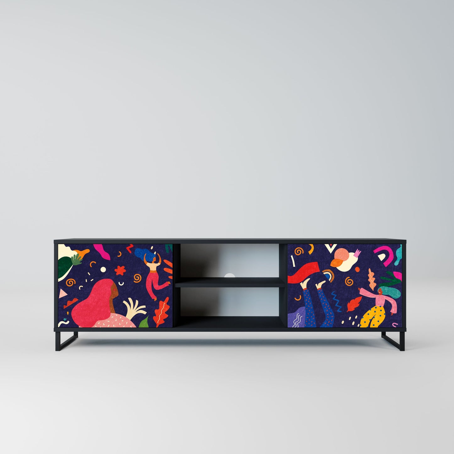 FESTIVE PLEASURES 2-Door TV Stand in Black Finish