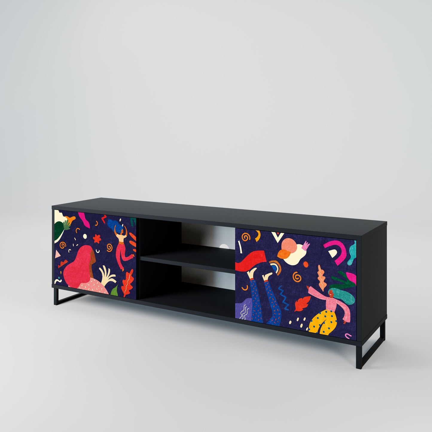 FESTIVE PLEASURES 2-Door TV Stand in Black Finish