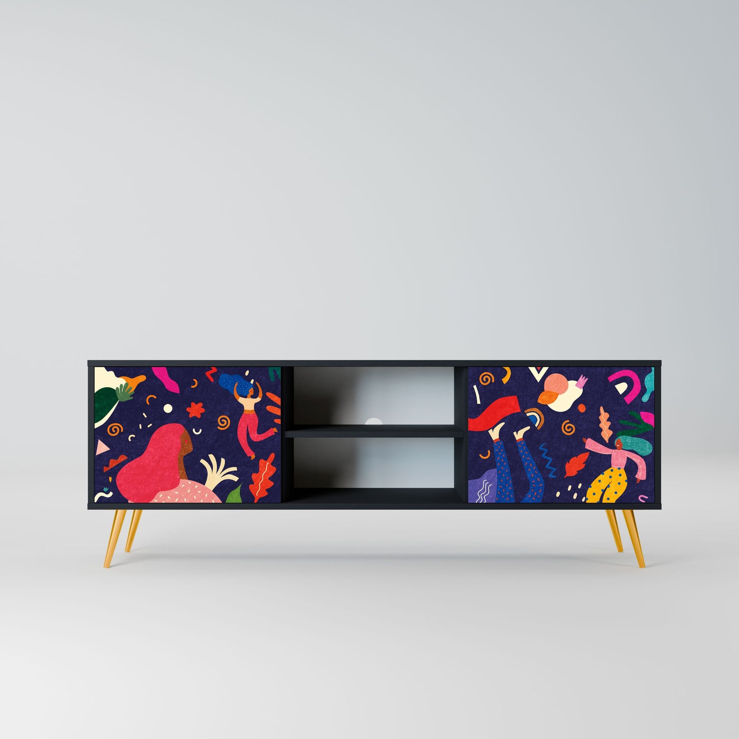 FESTIVE PLEASURES 2-Door TV Stand in Black Finish