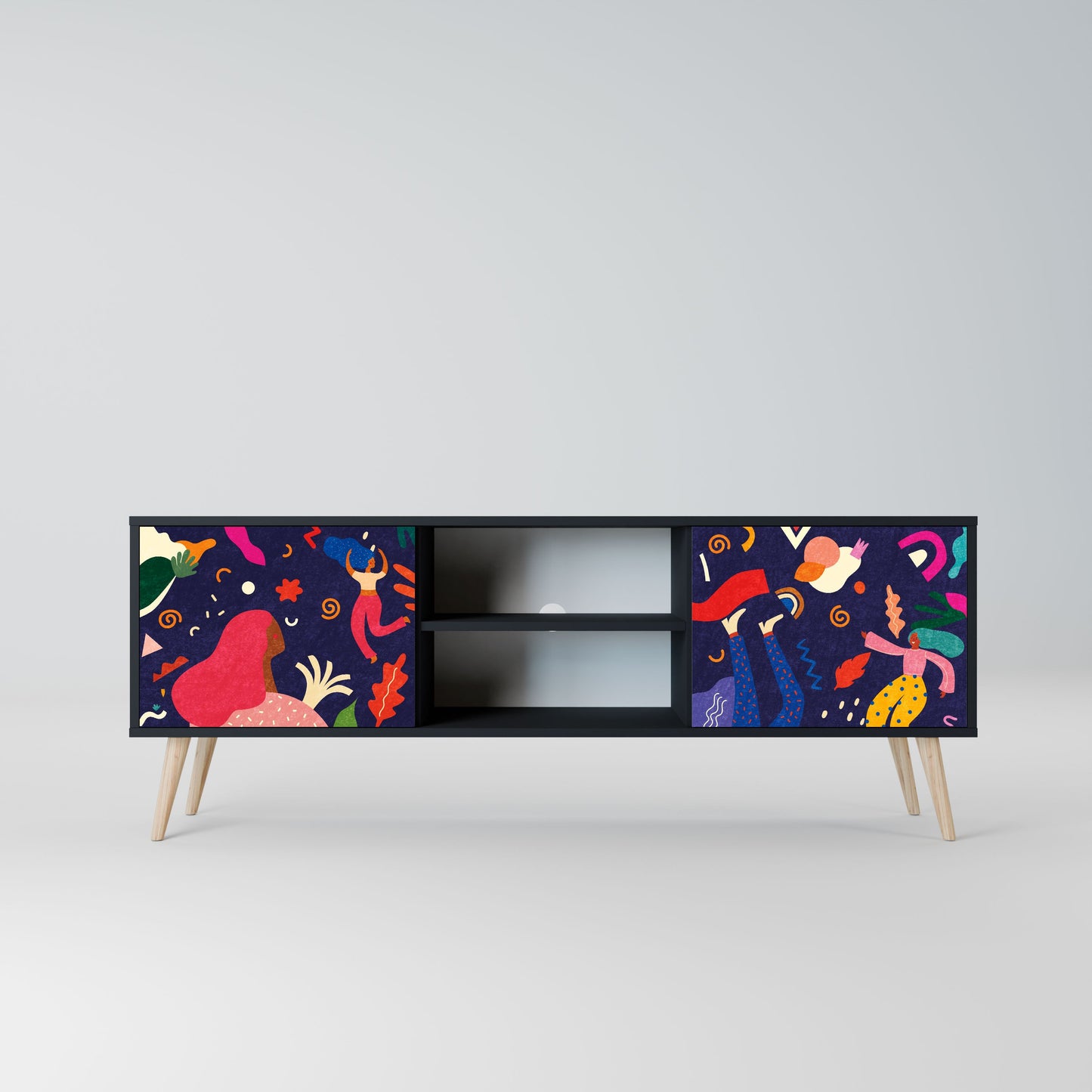 FESTIVE PLEASURES 2-Door TV Stand in Black Finish