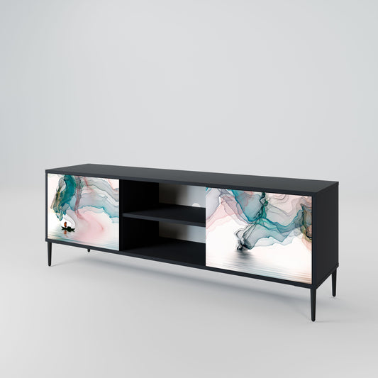 VELVET CROSSING 2-Door TV Stand in Black Finish