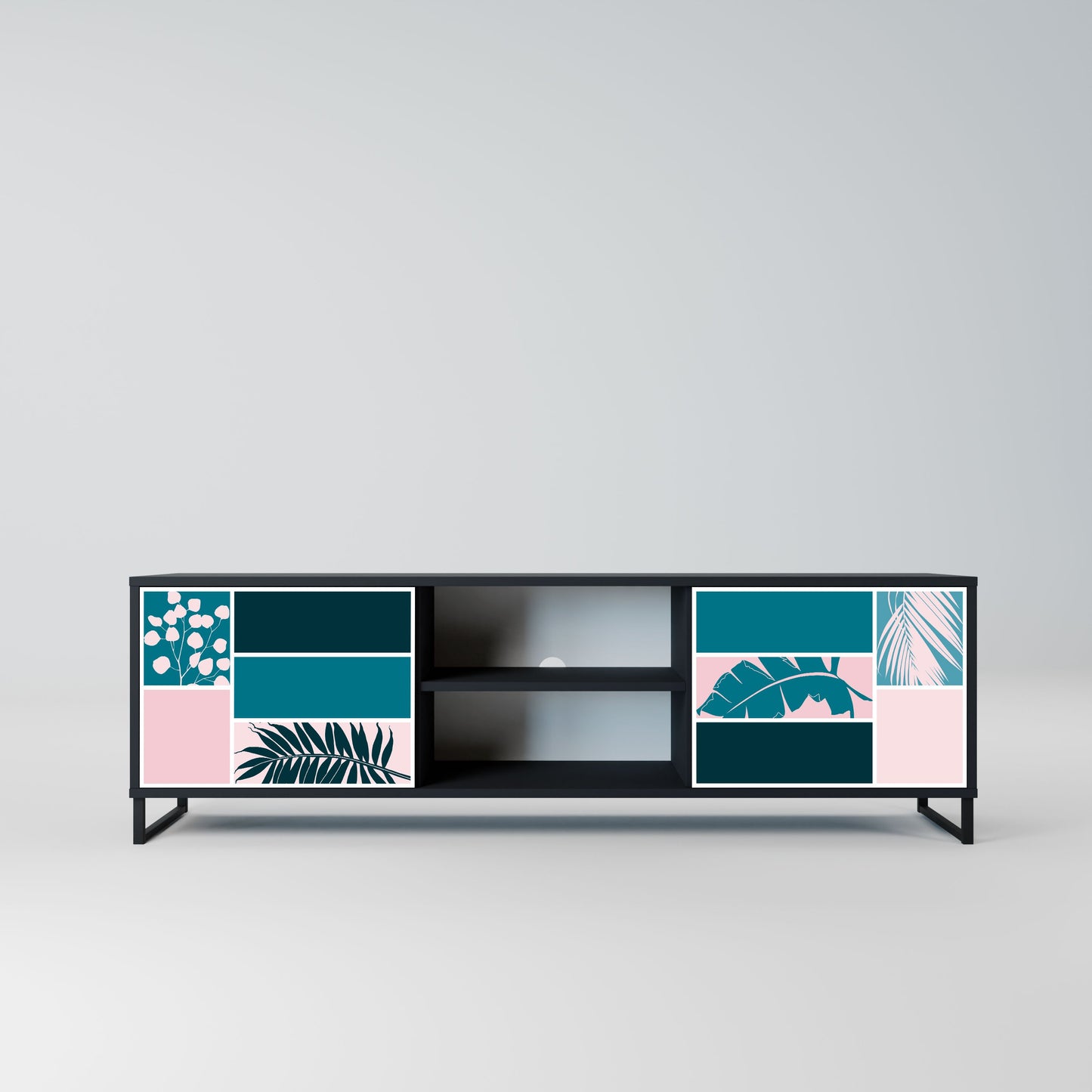 COMBINATION OF SHAPES 2-Door TV Stand in Black Finish