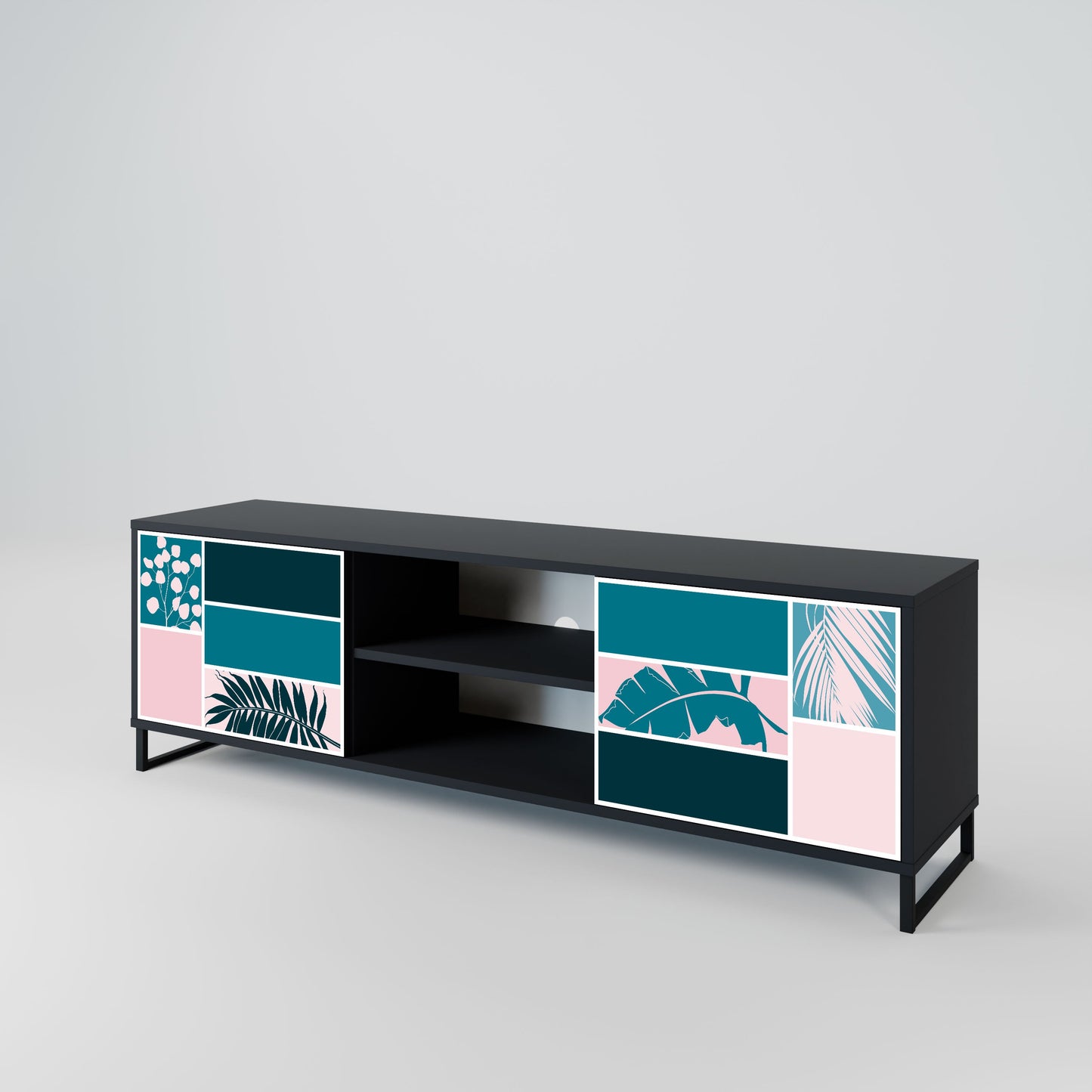 COMBINATION OF SHAPES 2-Door TV Stand in Black Finish