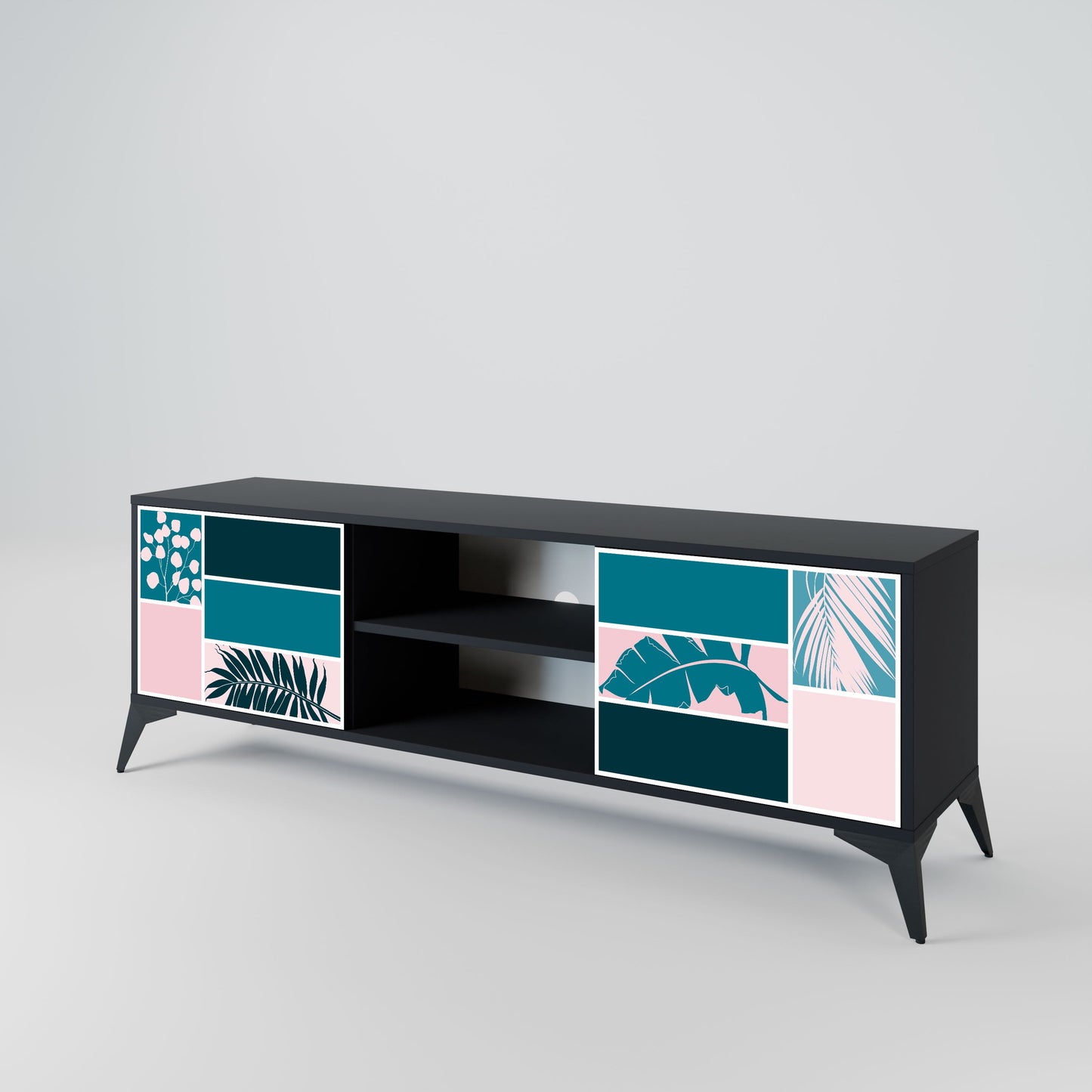 COMBINATION OF SHAPES 2-Door TV Stand in Black Finish