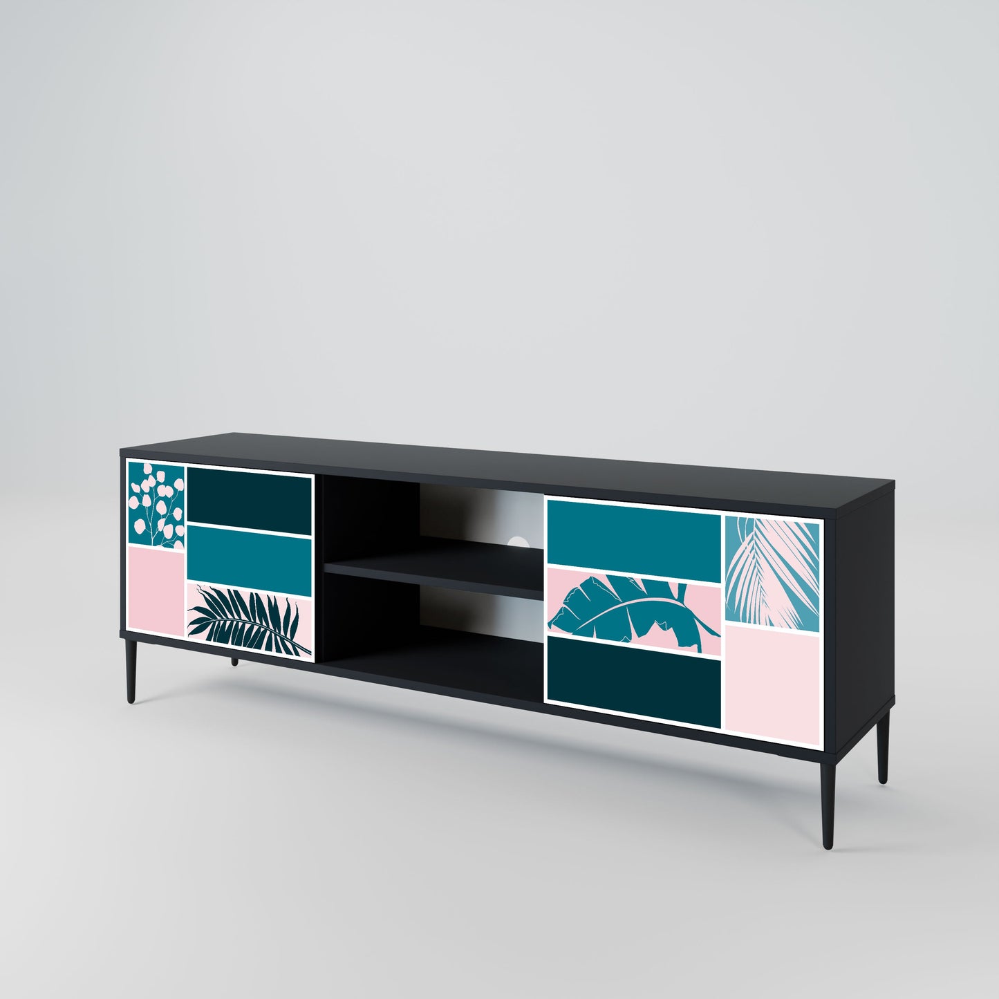 COMBINATION OF SHAPES 2-Door TV Stand in Black Finish