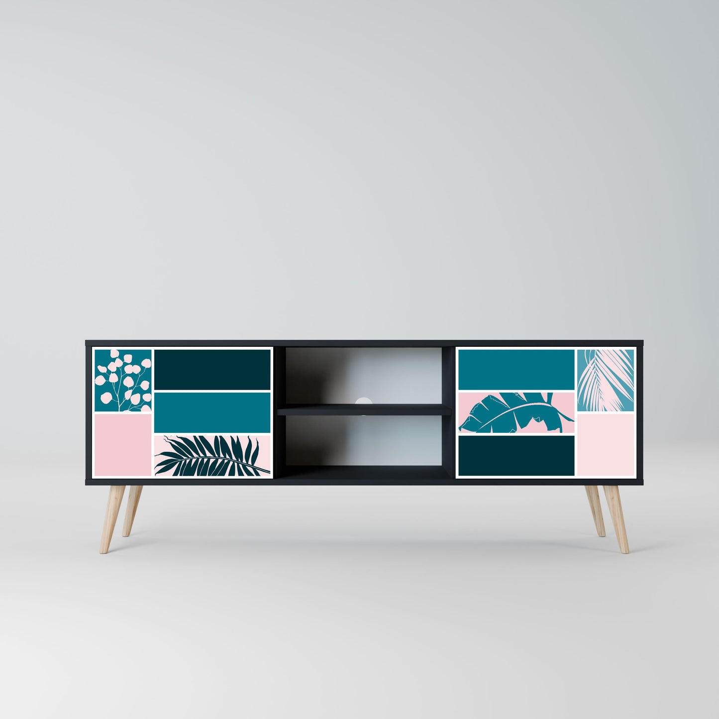 COMBINATION OF SHAPES 2-Door TV Stand in Black Finish