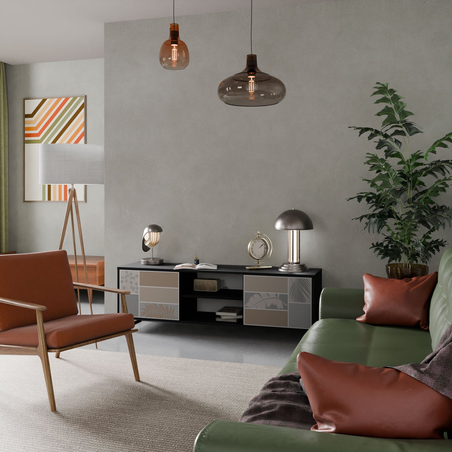 TROPICAL SHAPES Mobile TV a 2 ante in finitura nera