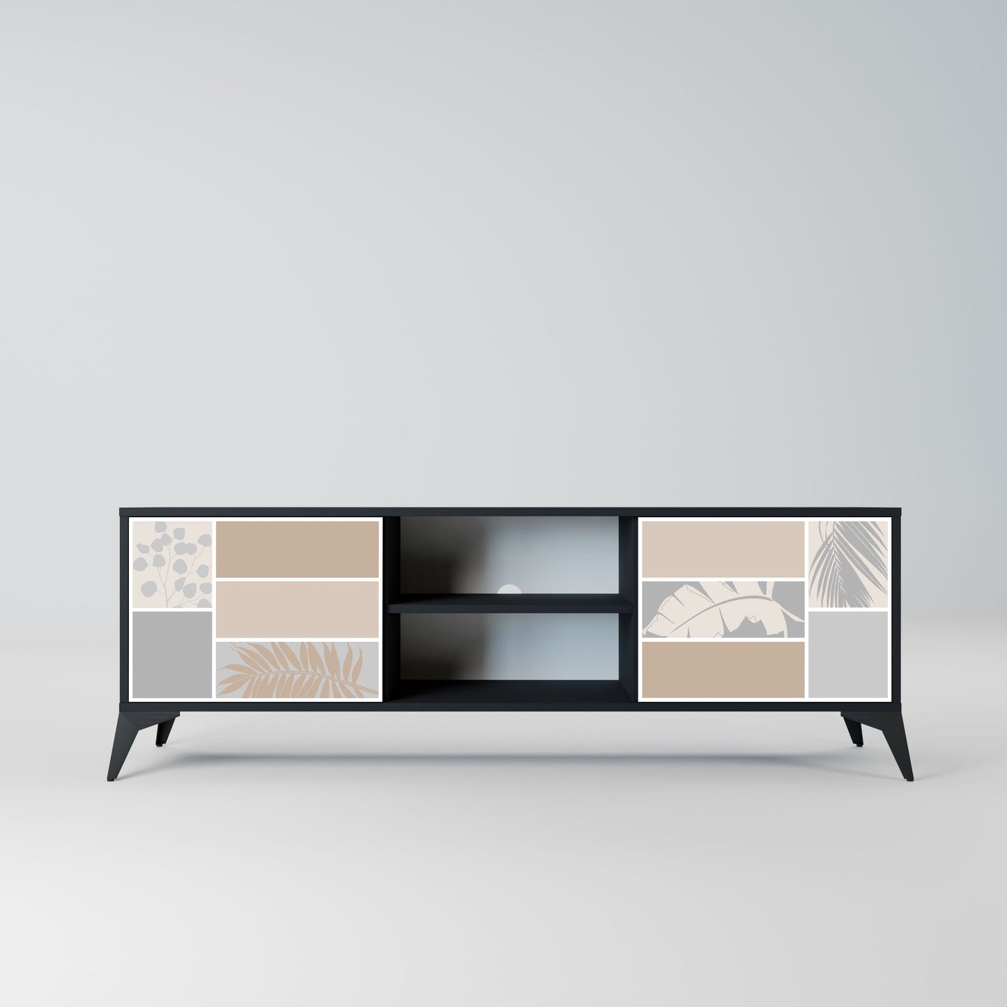 TROPICAL SHAPES Mobile TV a 2 ante in finitura nera