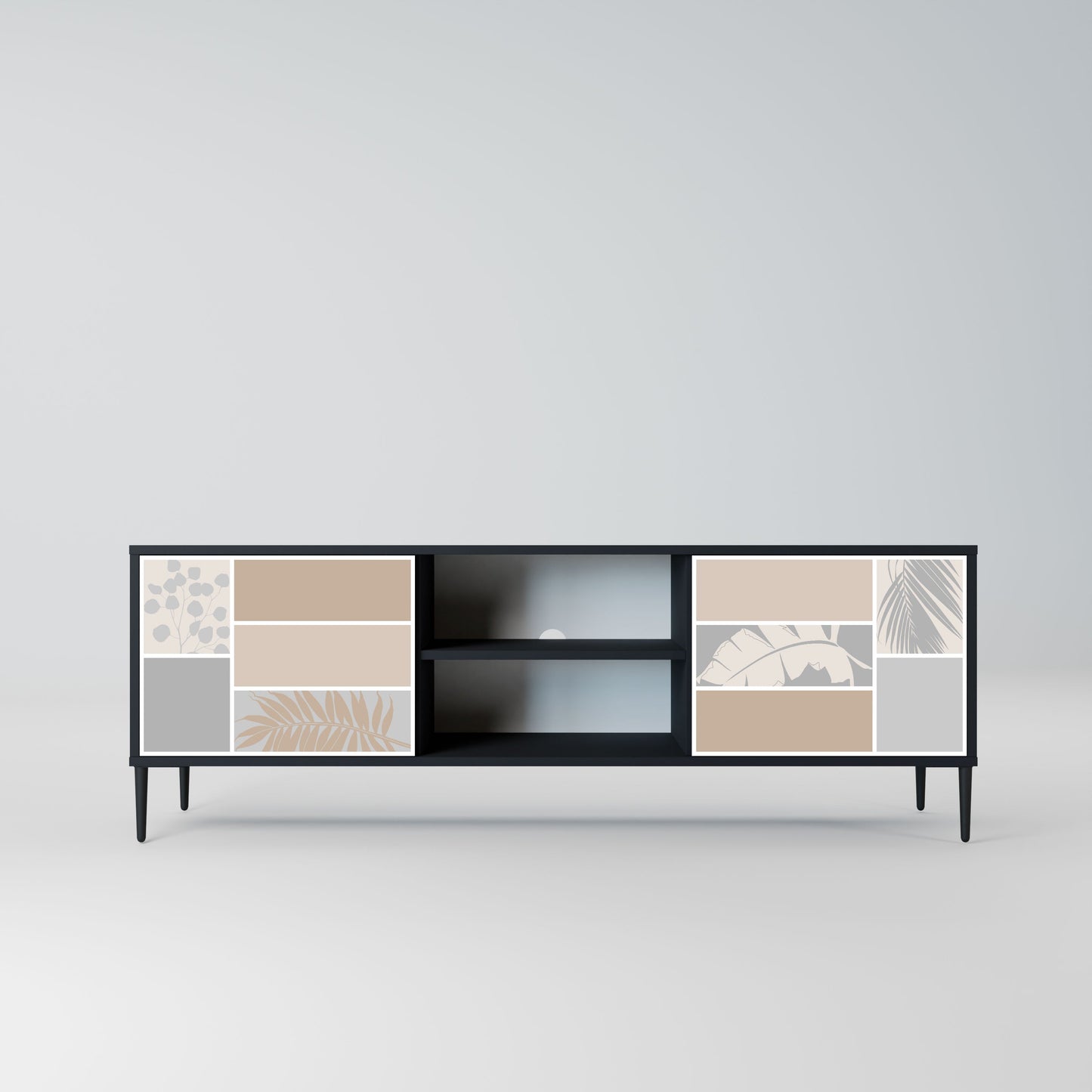 TROPICAL SHAPES Mobile TV a 2 ante in finitura nera