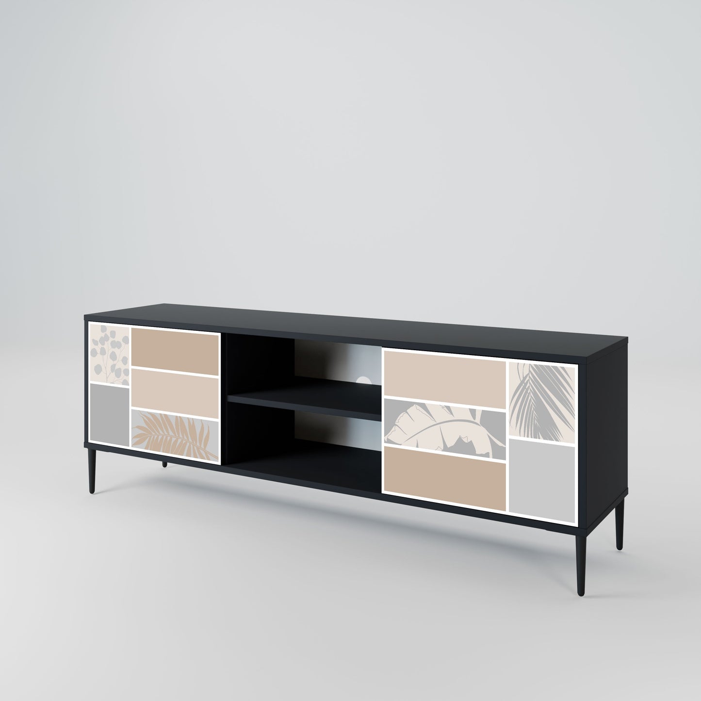 TROPICAL SHAPES Mobile TV a 2 ante in finitura nera