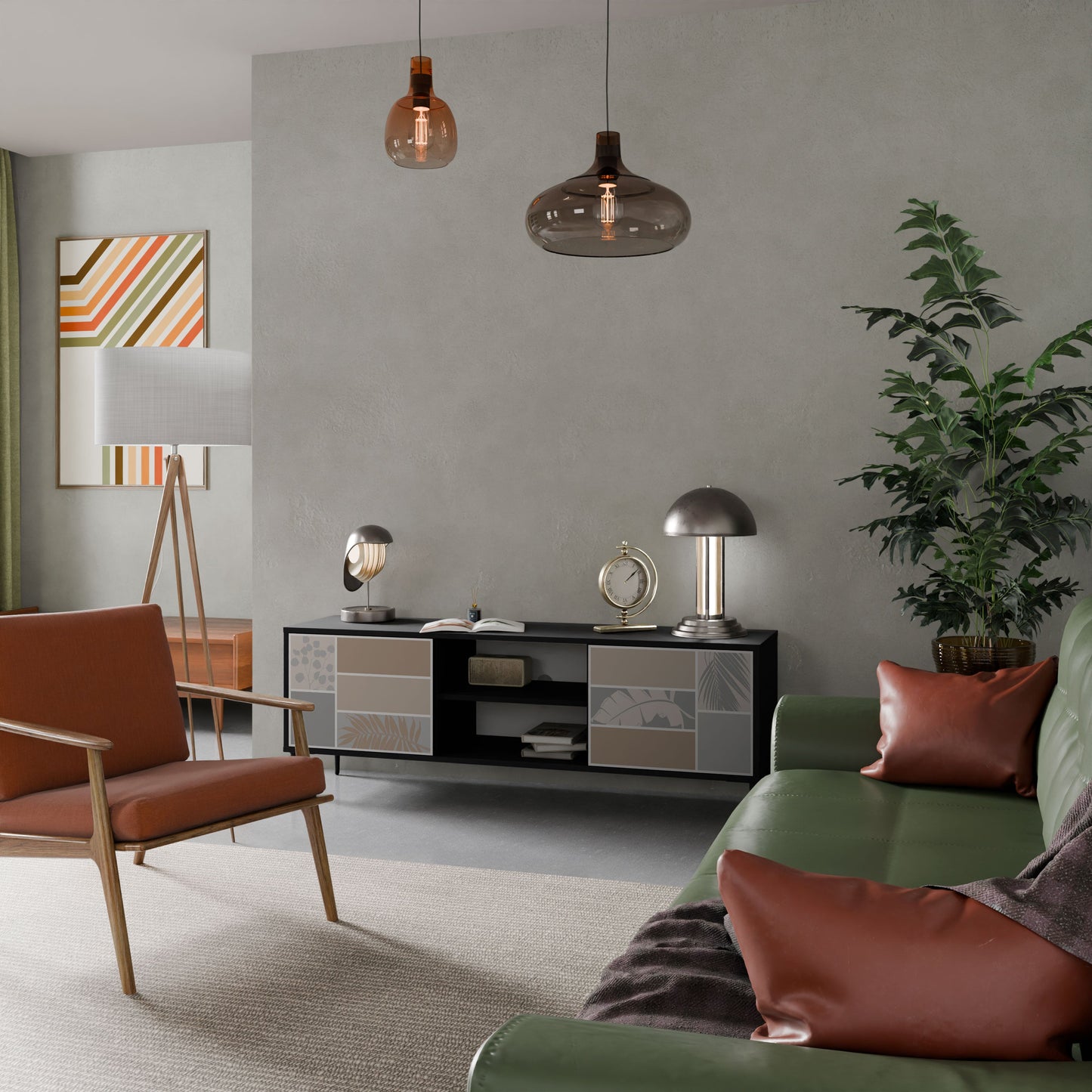 TROPICAL SHAPES Mobile TV a 2 ante in finitura nera