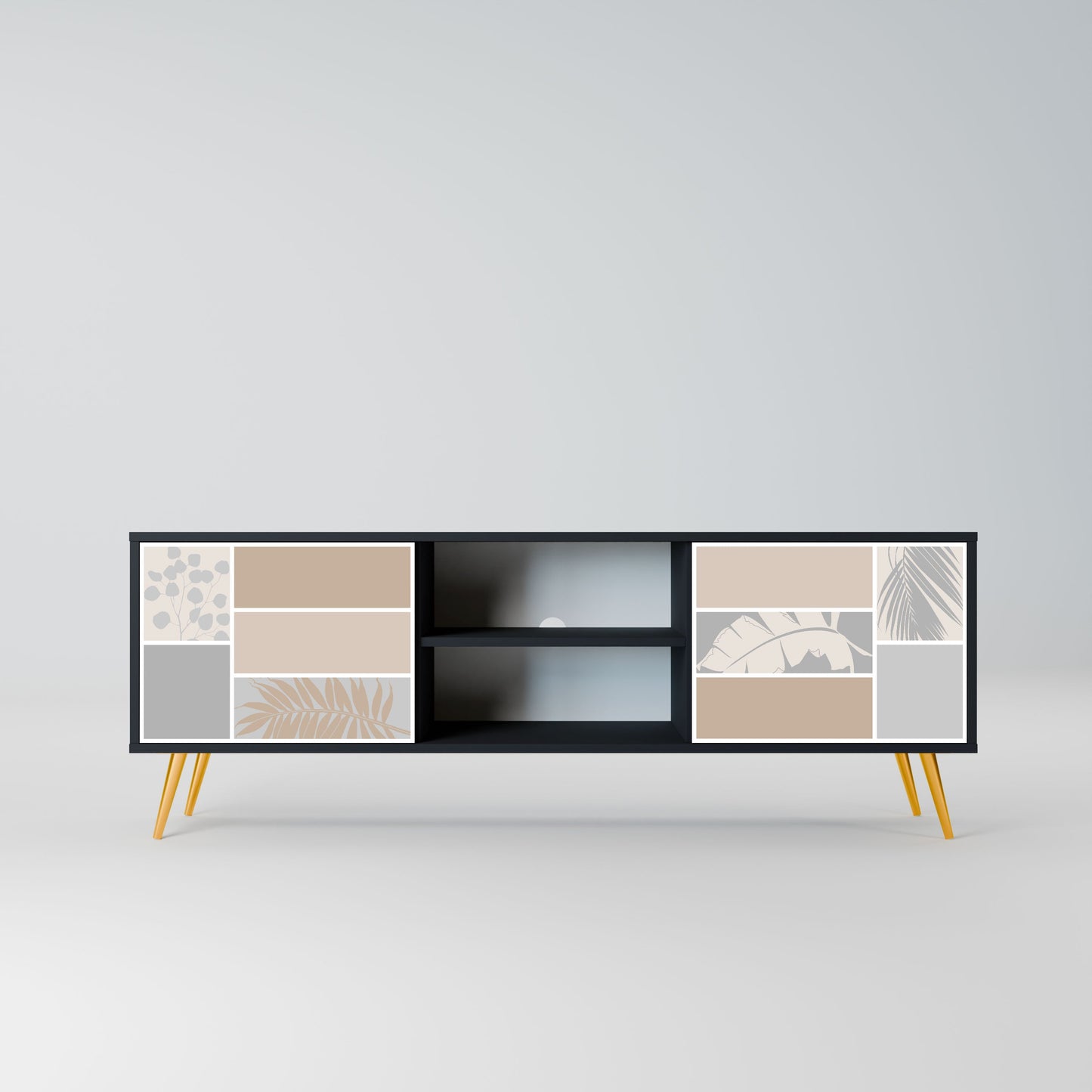TROPICAL SHAPES Mobile TV a 2 ante in finitura nera