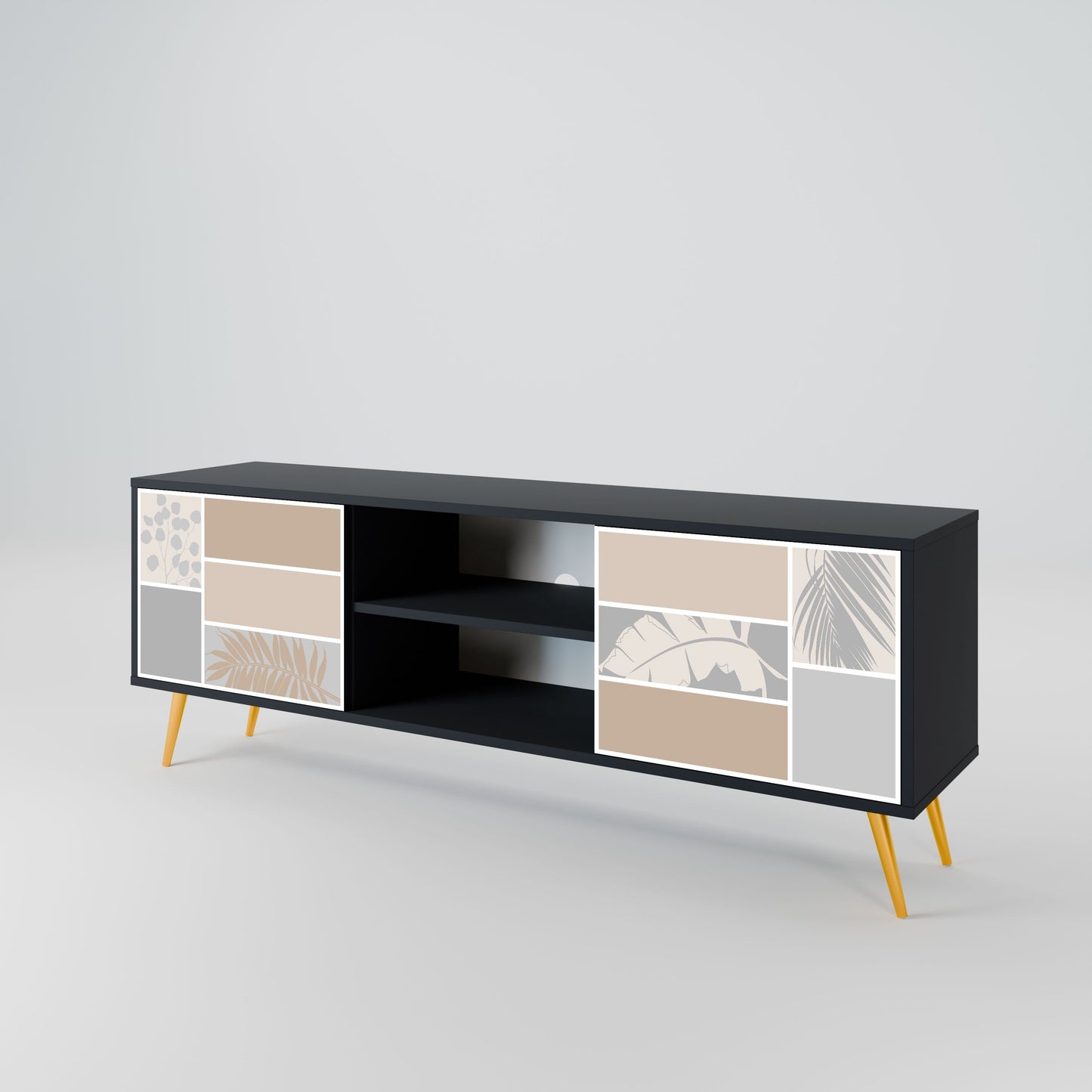 TROPICAL SHAPES Mobile TV a 2 ante in finitura nera