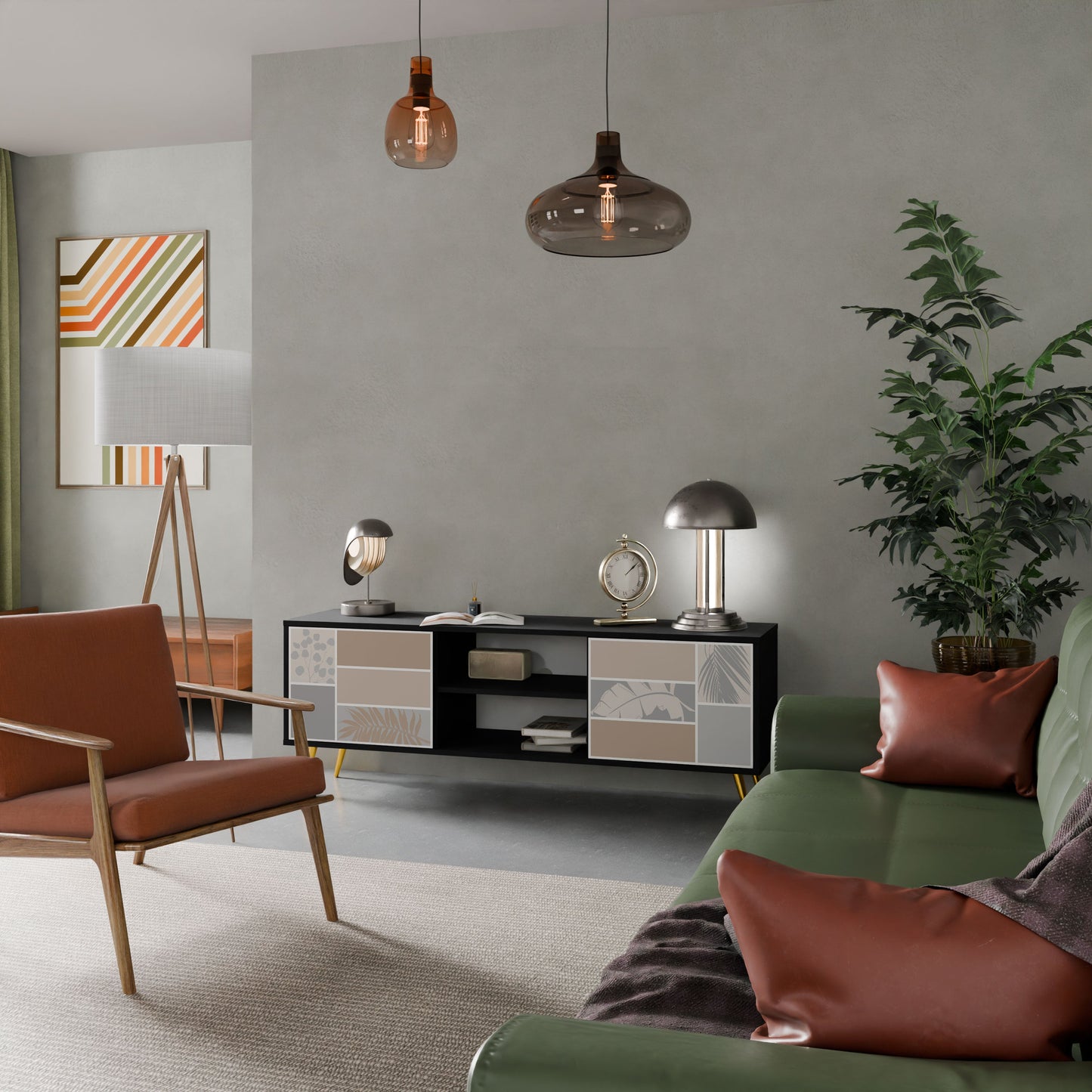 TROPICAL SHAPES Mobile TV a 2 ante in finitura nera