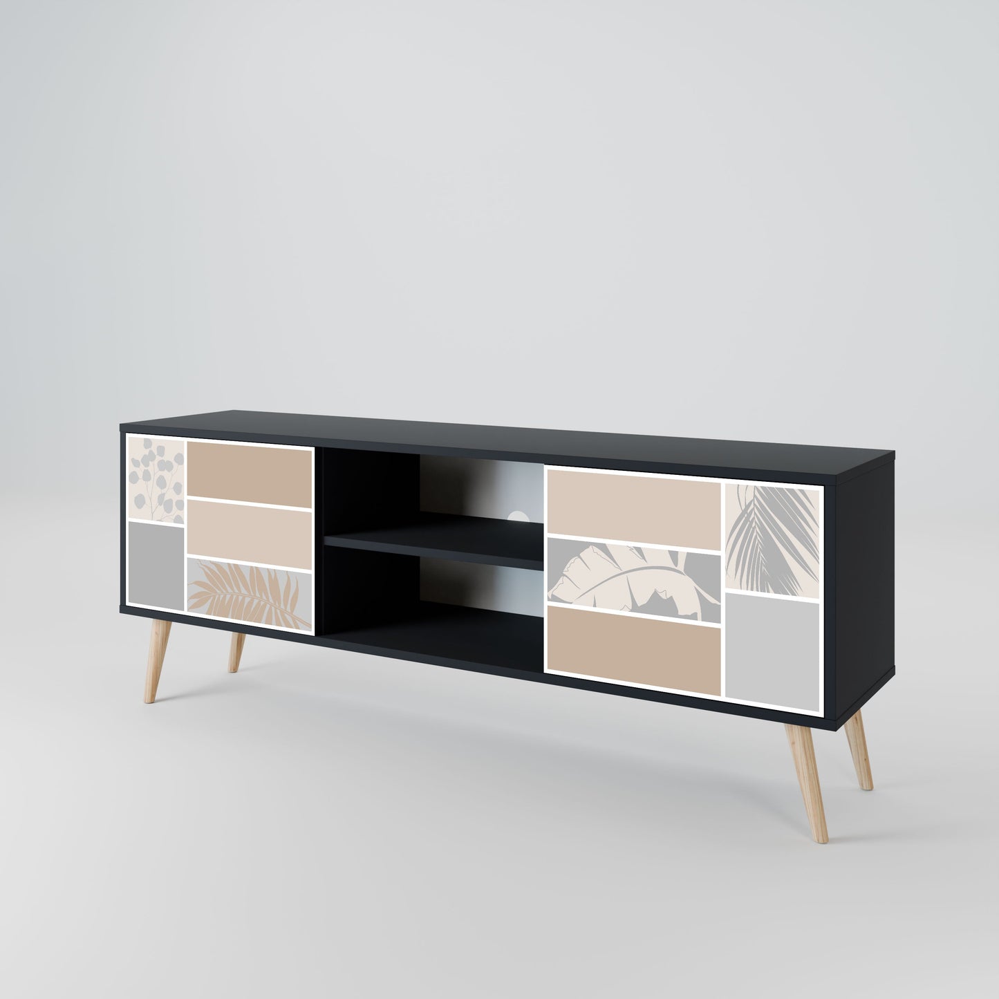 TROPICAL SHAPES Mobile TV a 2 ante in finitura nera