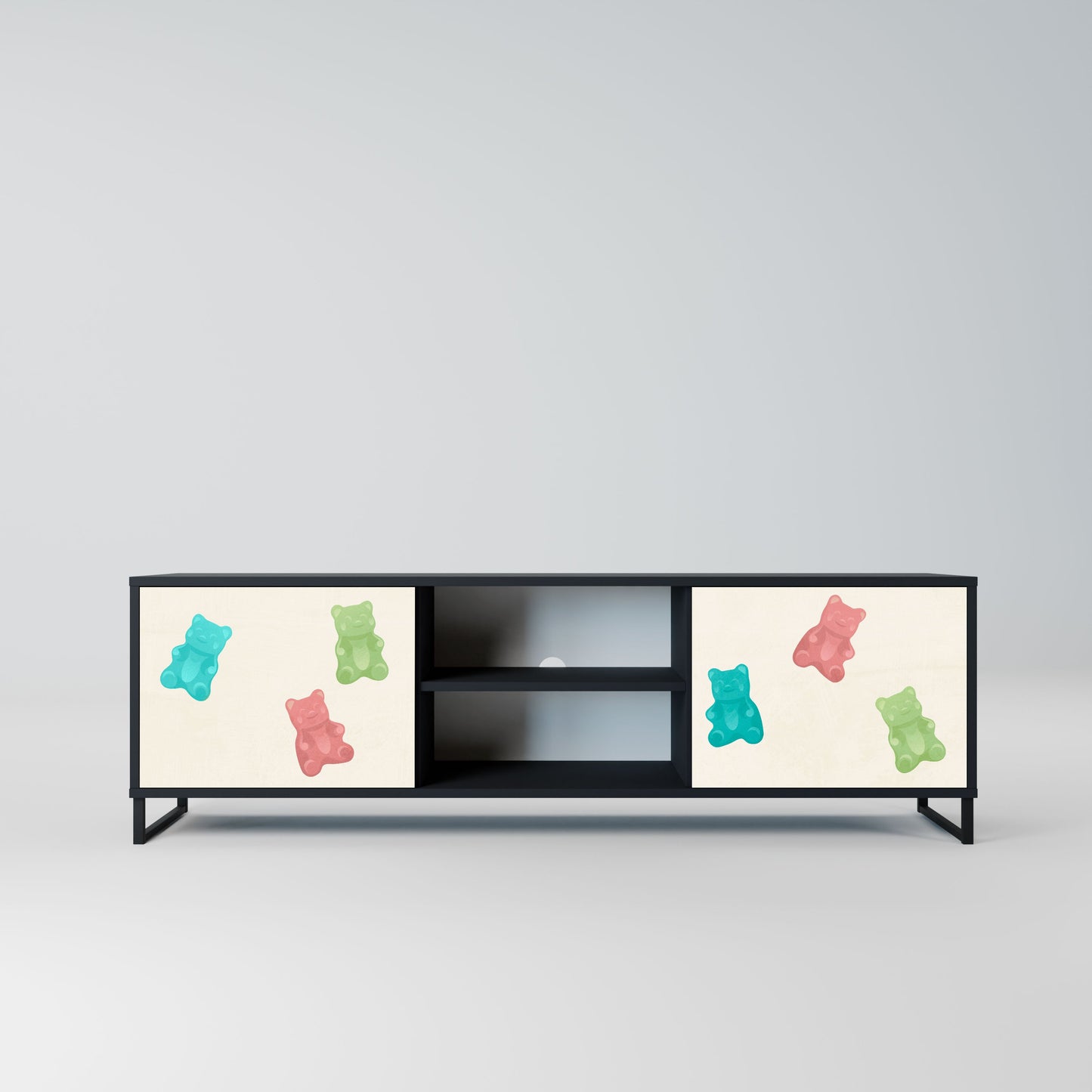 Mobile TV a 2 ante GUMMY BEARS in finitura nera