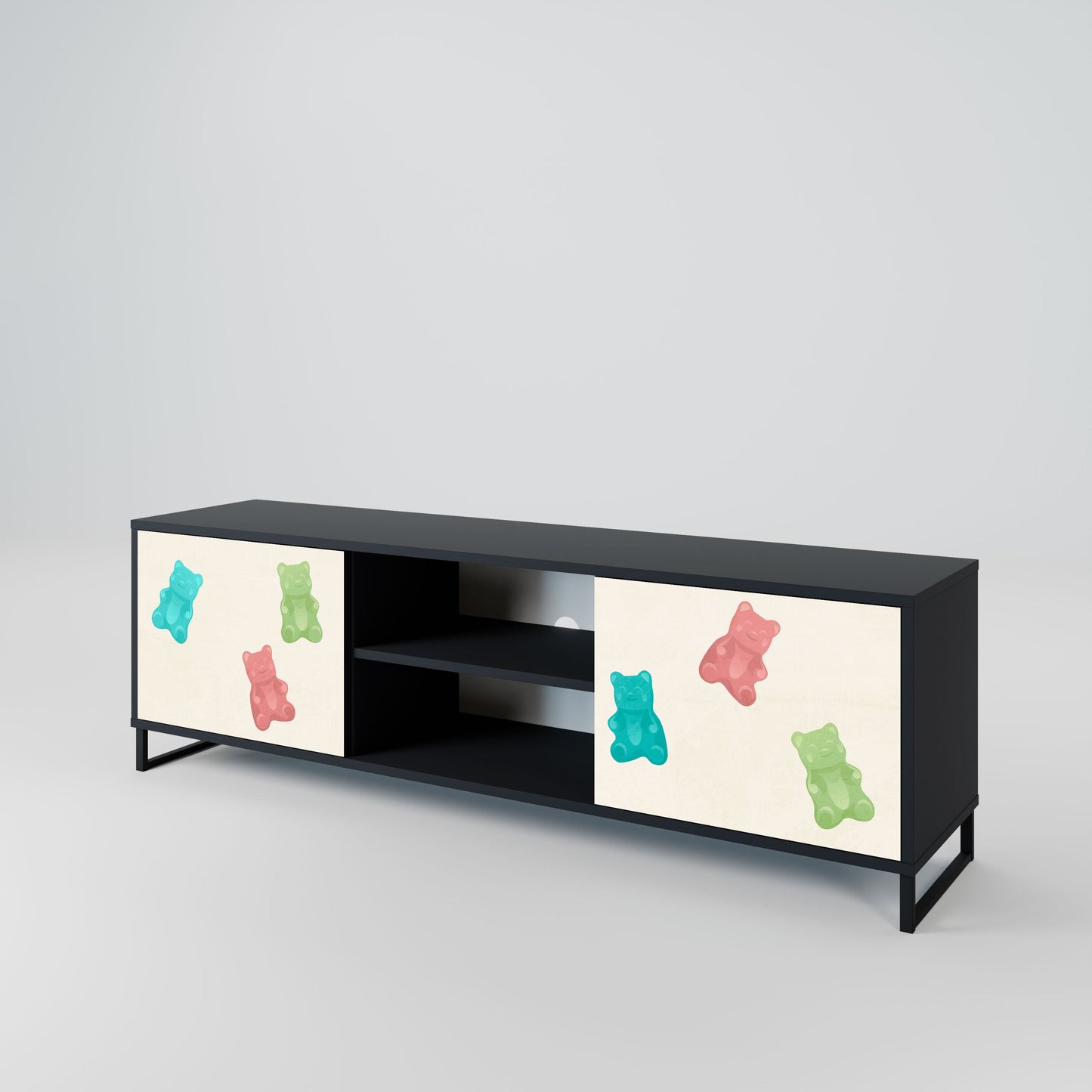 Mobile TV a 2 ante GUMMY BEARS in finitura nera