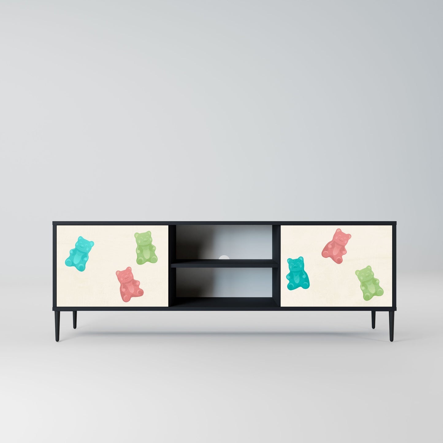 Mobile TV a 2 ante GUMMY BEARS in finitura nera