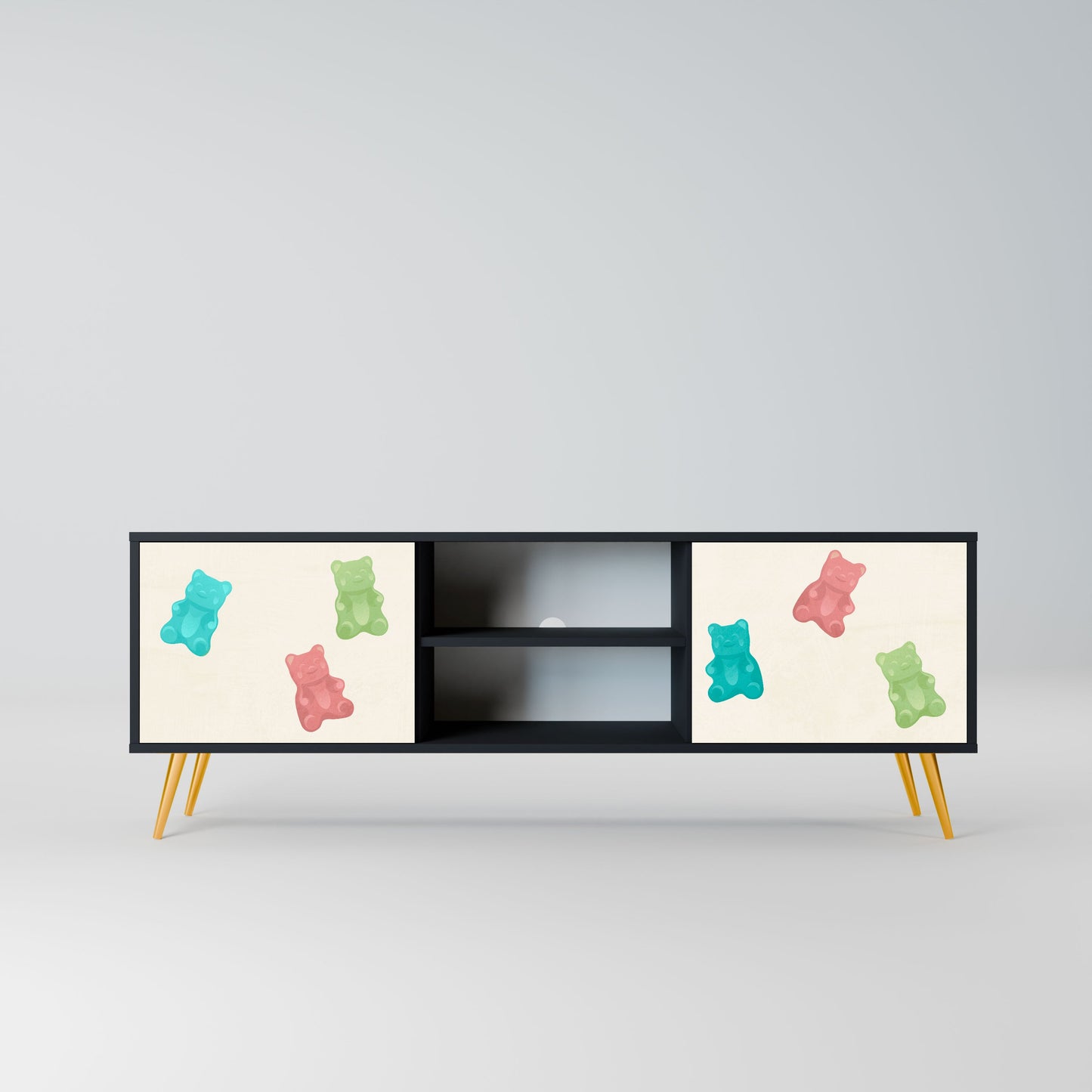 Mobile TV a 2 ante GUMMY BEARS in finitura nera