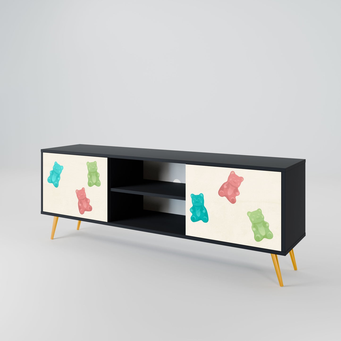 Mobile TV a 2 ante GUMMY BEARS in finitura nera