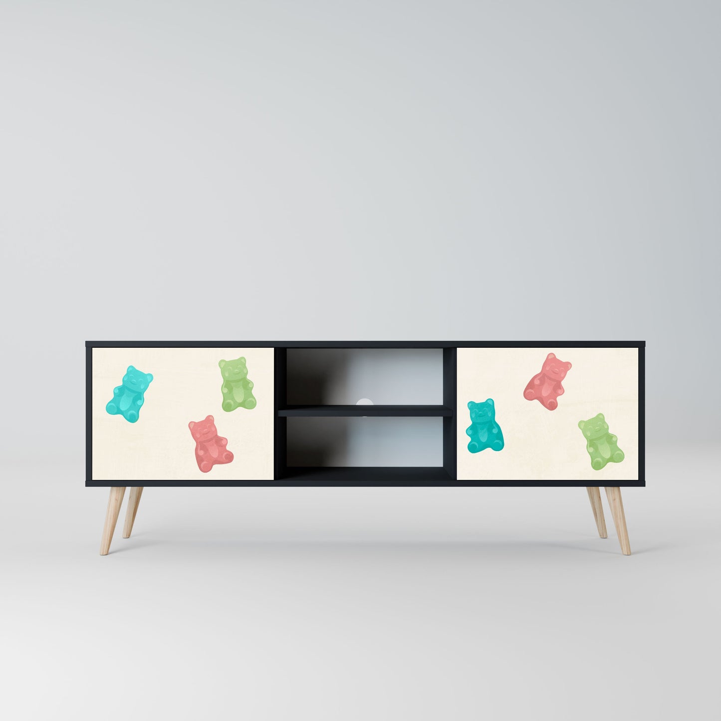 Mobile TV a 2 ante GUMMY BEARS in finitura nera