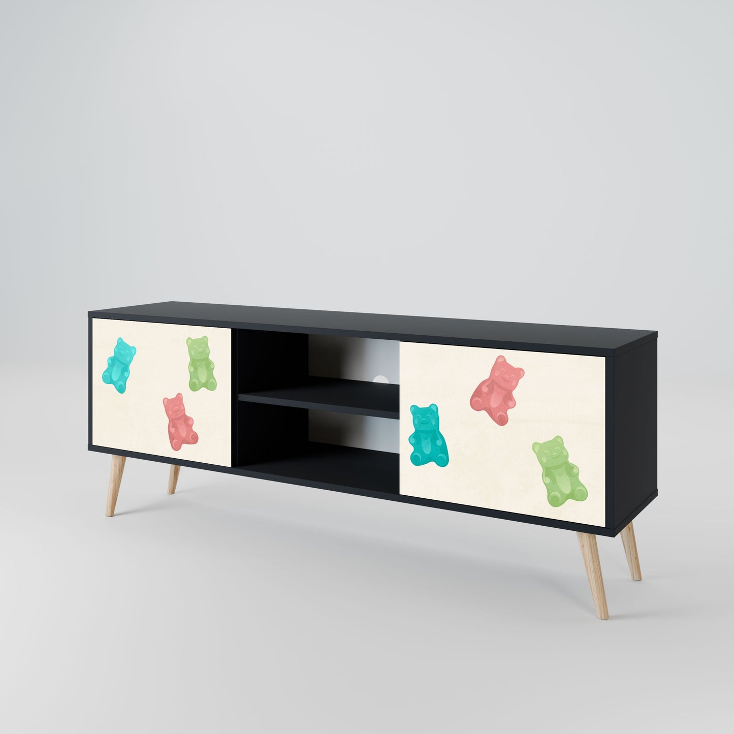 Mobile TV a 2 ante GUMMY BEARS in finitura nera