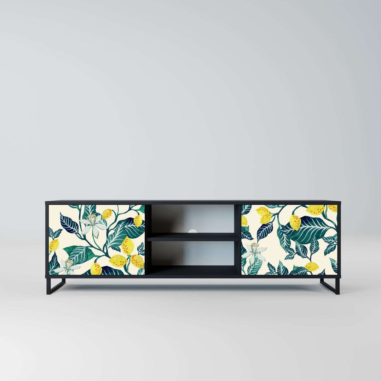LEMON TREE 2-Door TV Stand in Black Finish