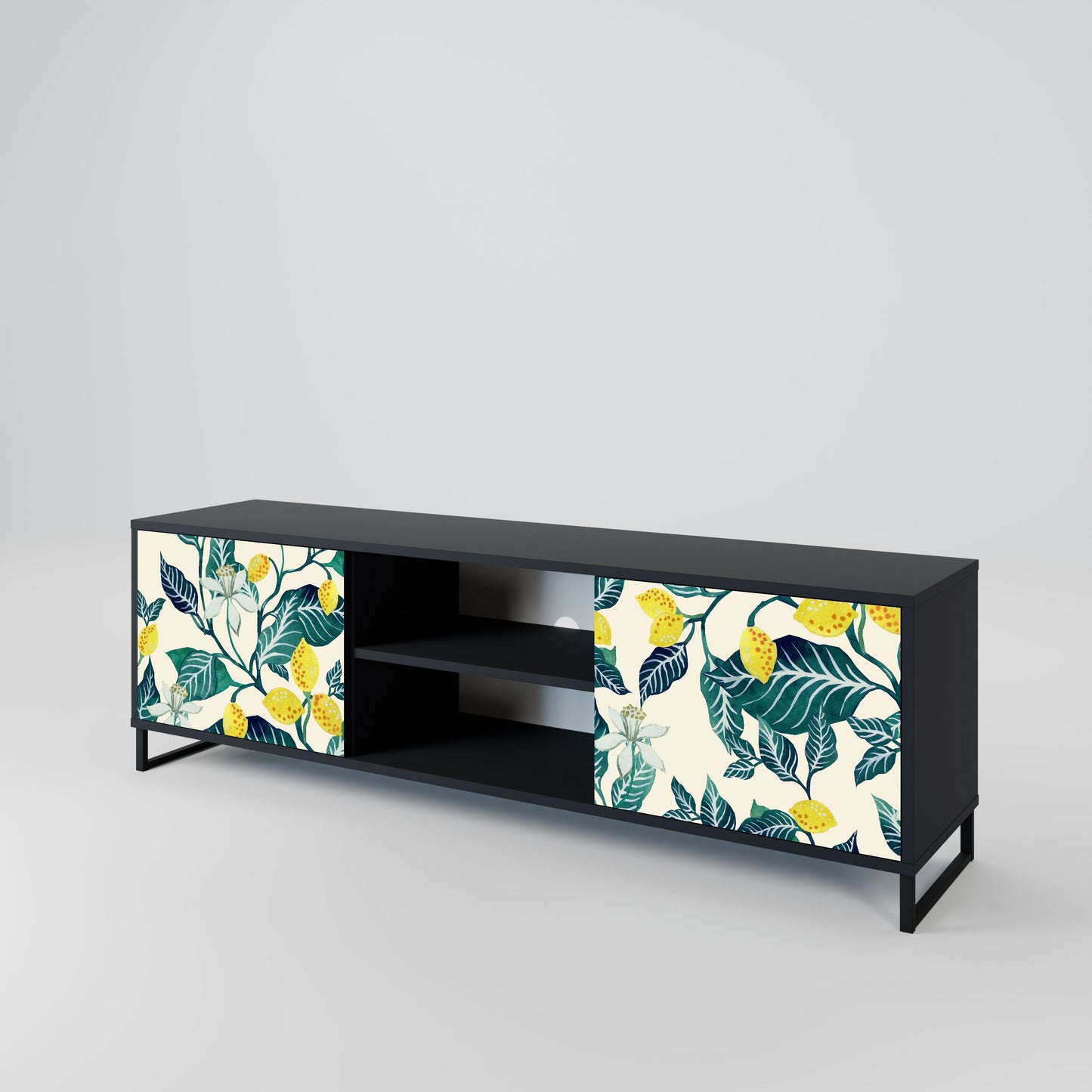 LEMON TREE 2-Door TV Stand in Black Finish