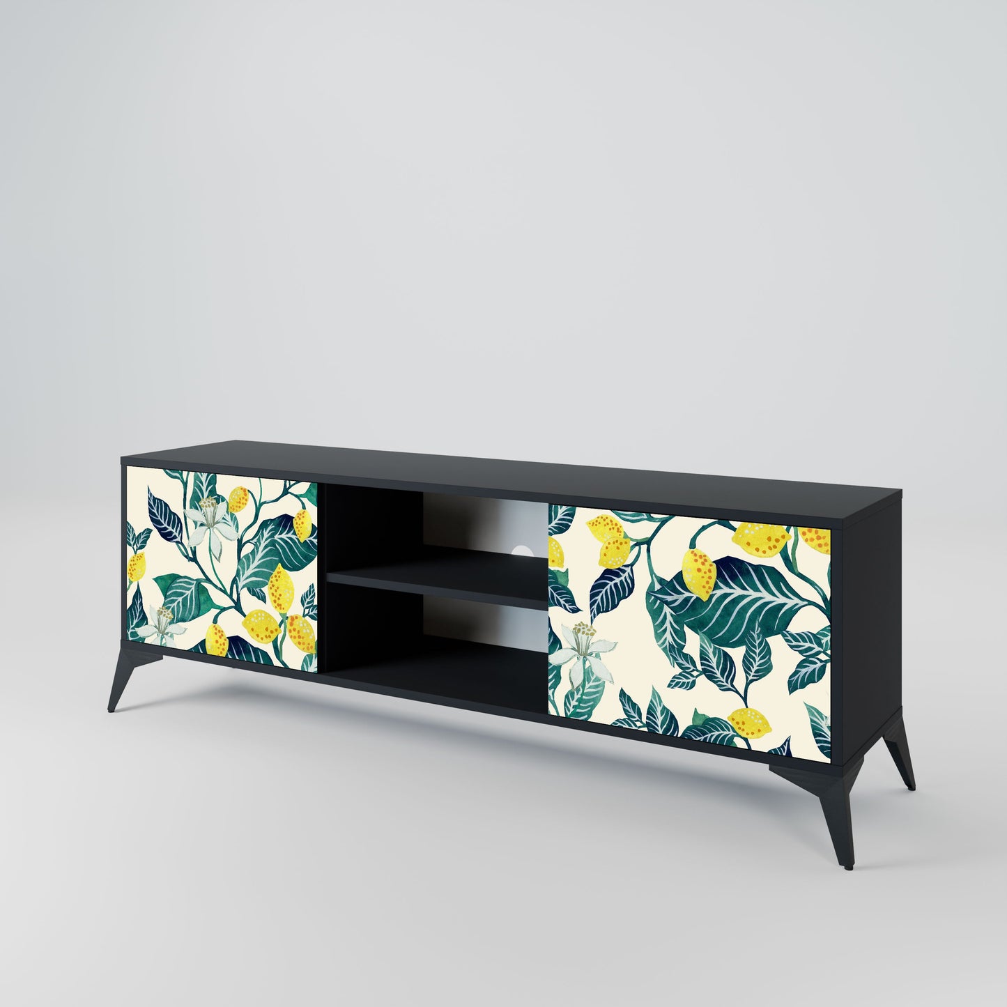 LEMON TREE 2-Door TV Stand in Black Finish