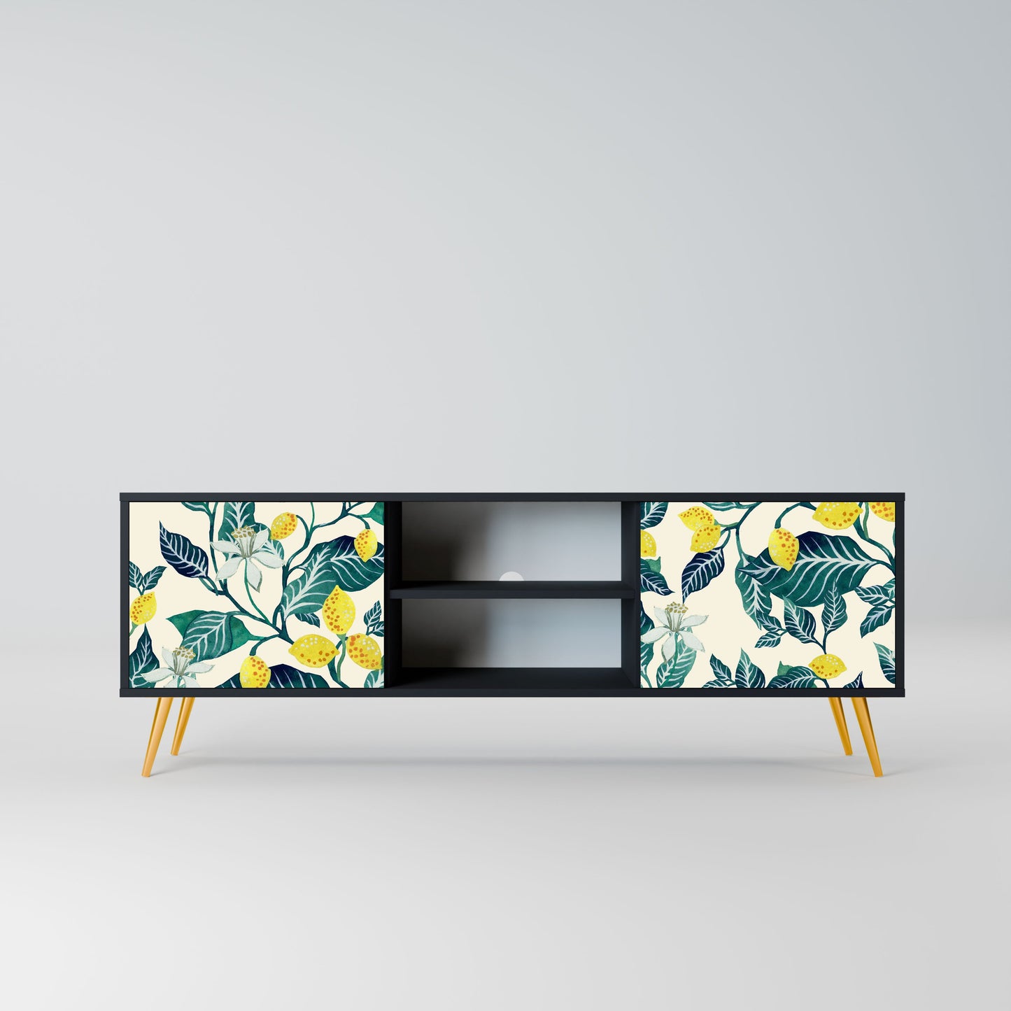 LEMON TREE 2-Door TV Stand in Black Finish