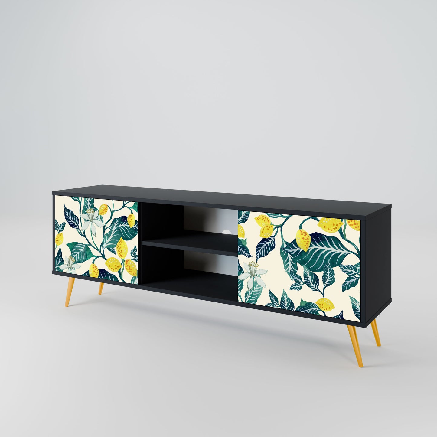 LEMON TREE 2-Door TV Stand in Black Finish
