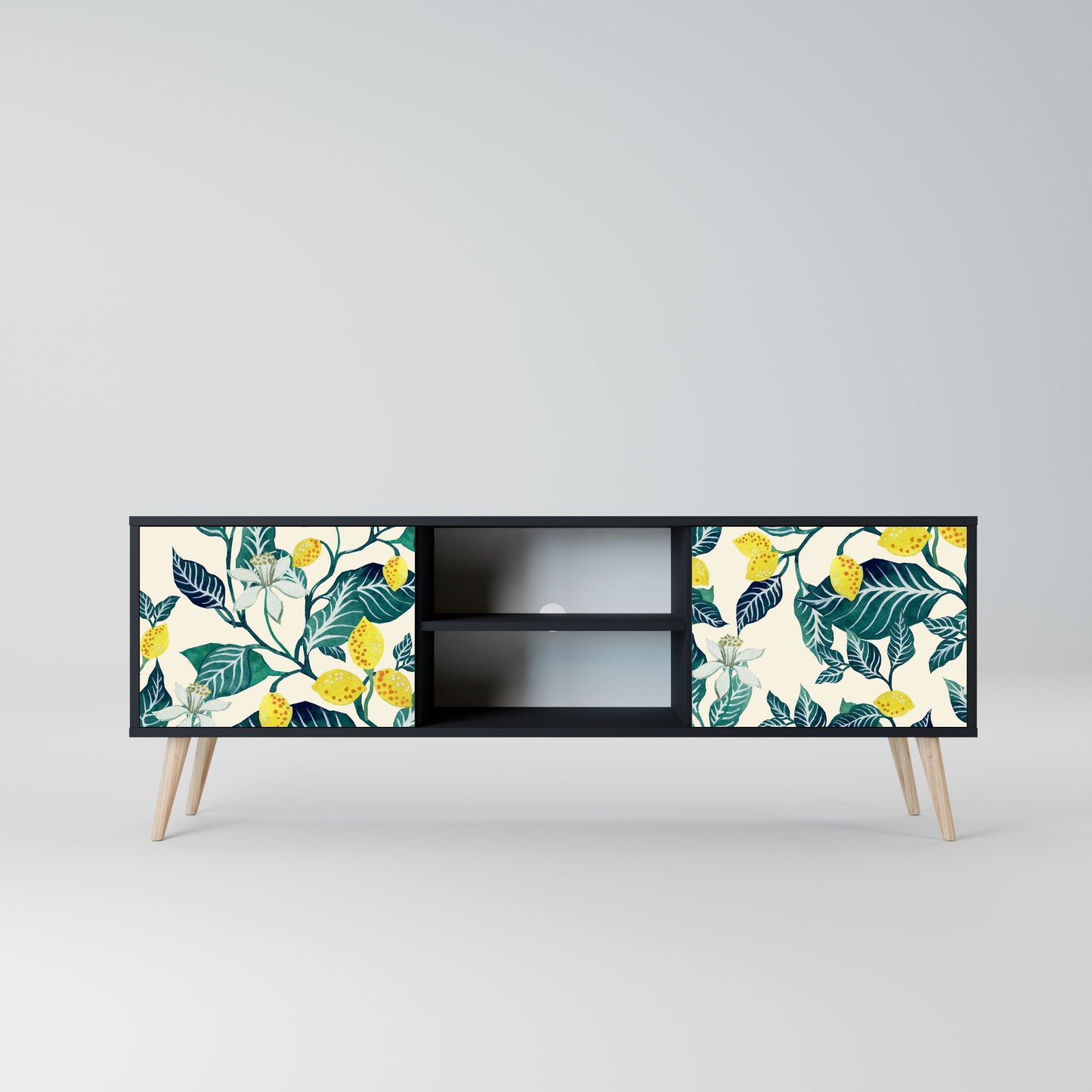 LEMON TREE 2-Door TV Stand in Black Finish