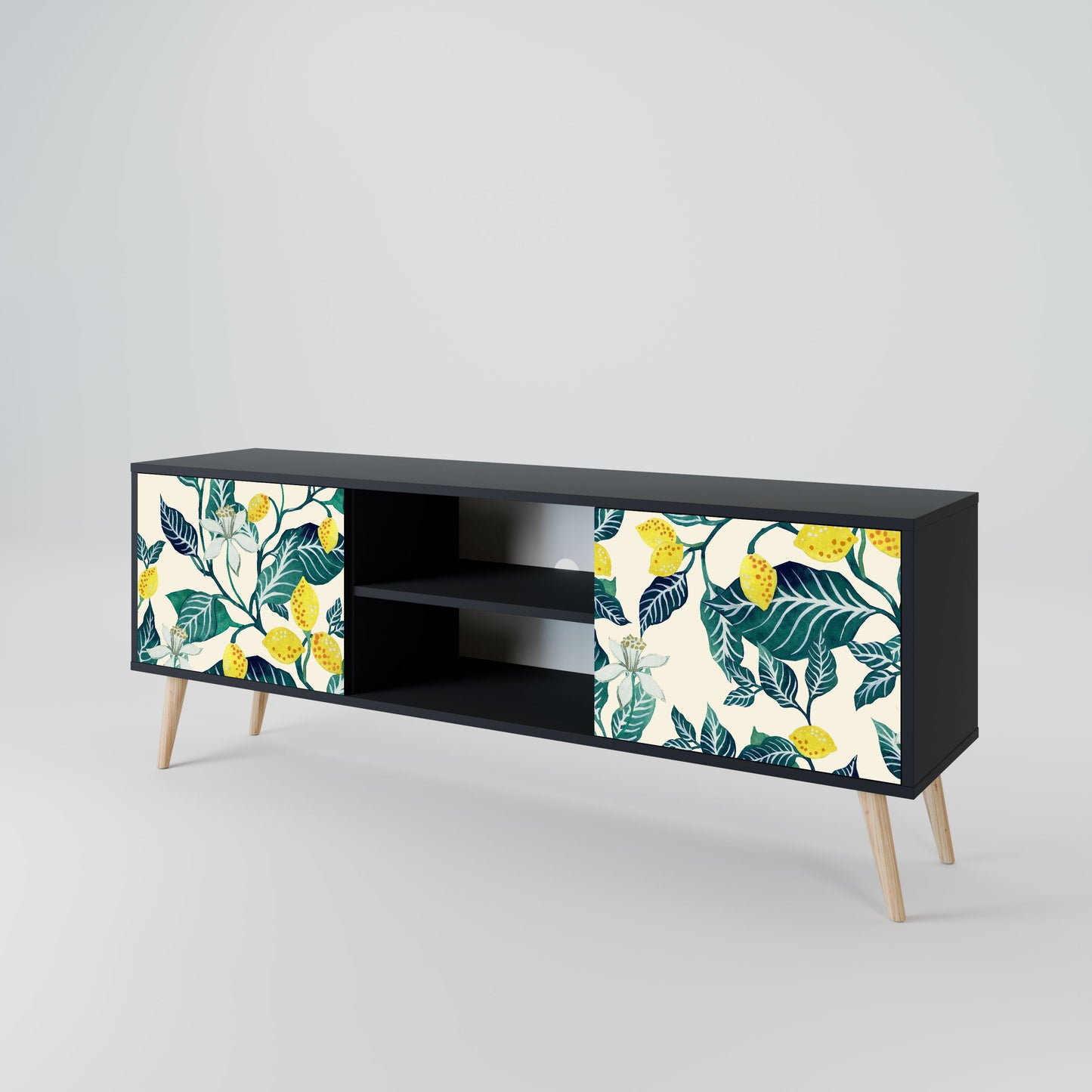 LEMON TREE 2-Door TV Stand in Black Finish