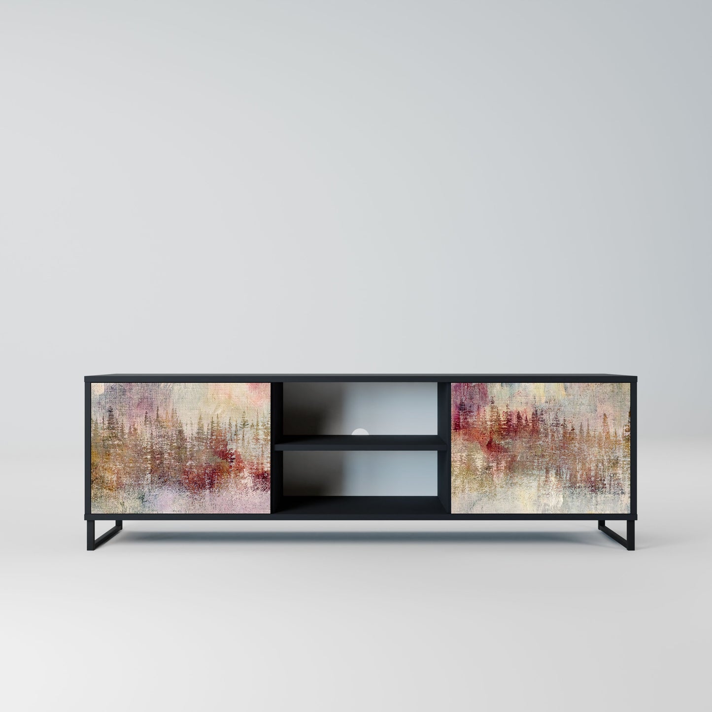 VEILED SUMMIT 2-Door TV Stand in Black Finish