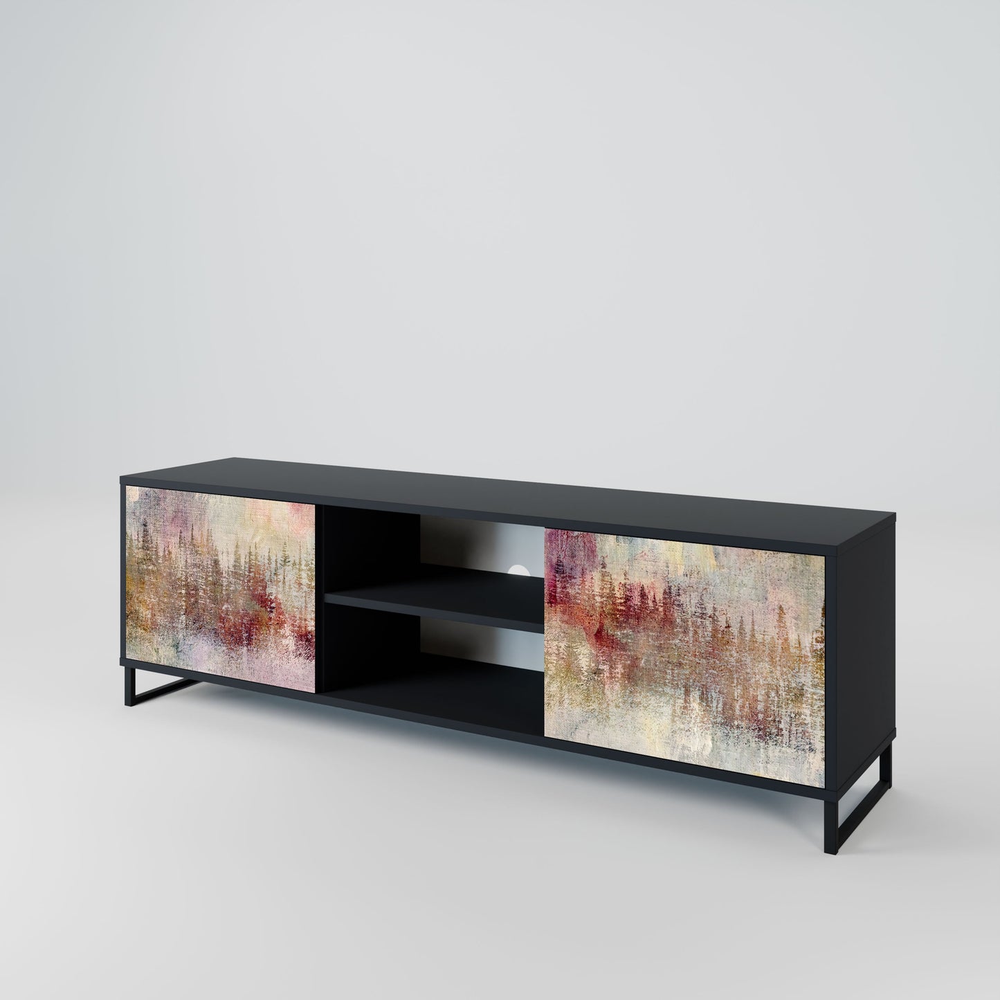 VEILED SUMMIT 2-Door TV Stand in Black Finish
