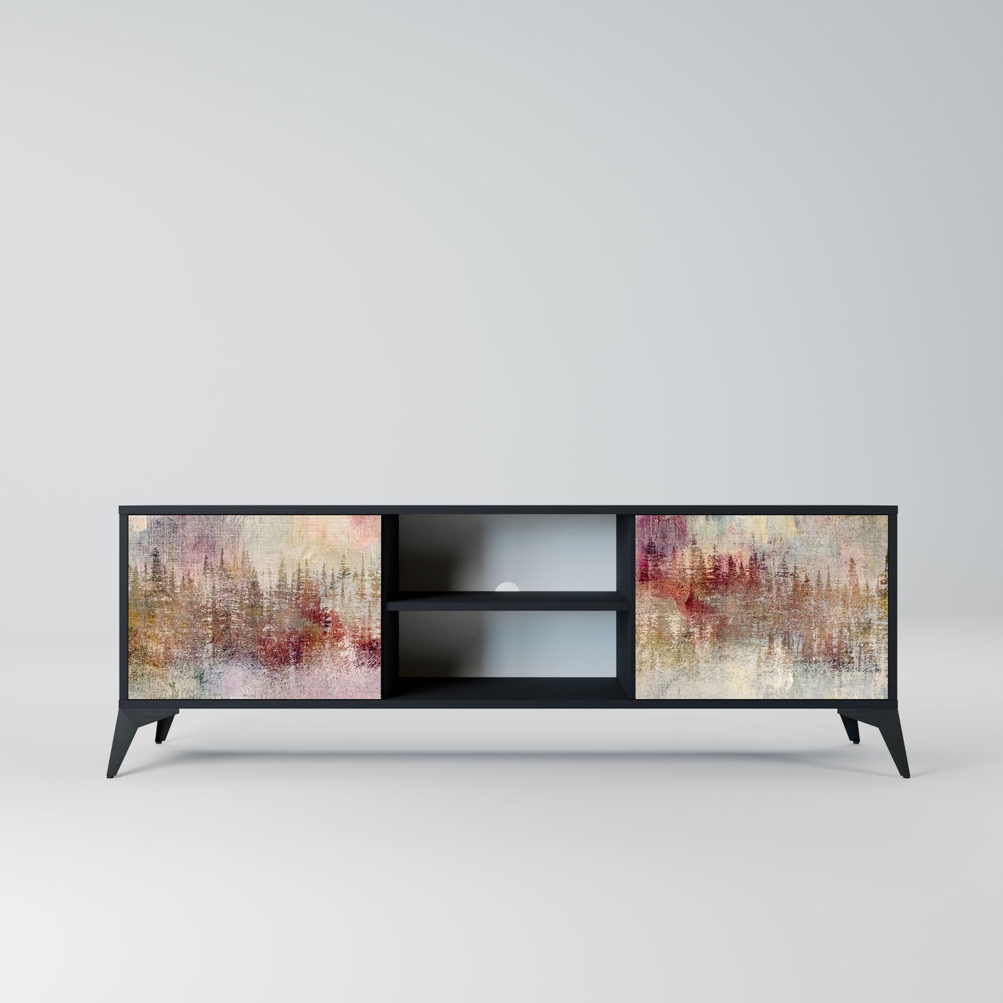 VEILED SUMMIT 2-Door TV Stand in Black Finish